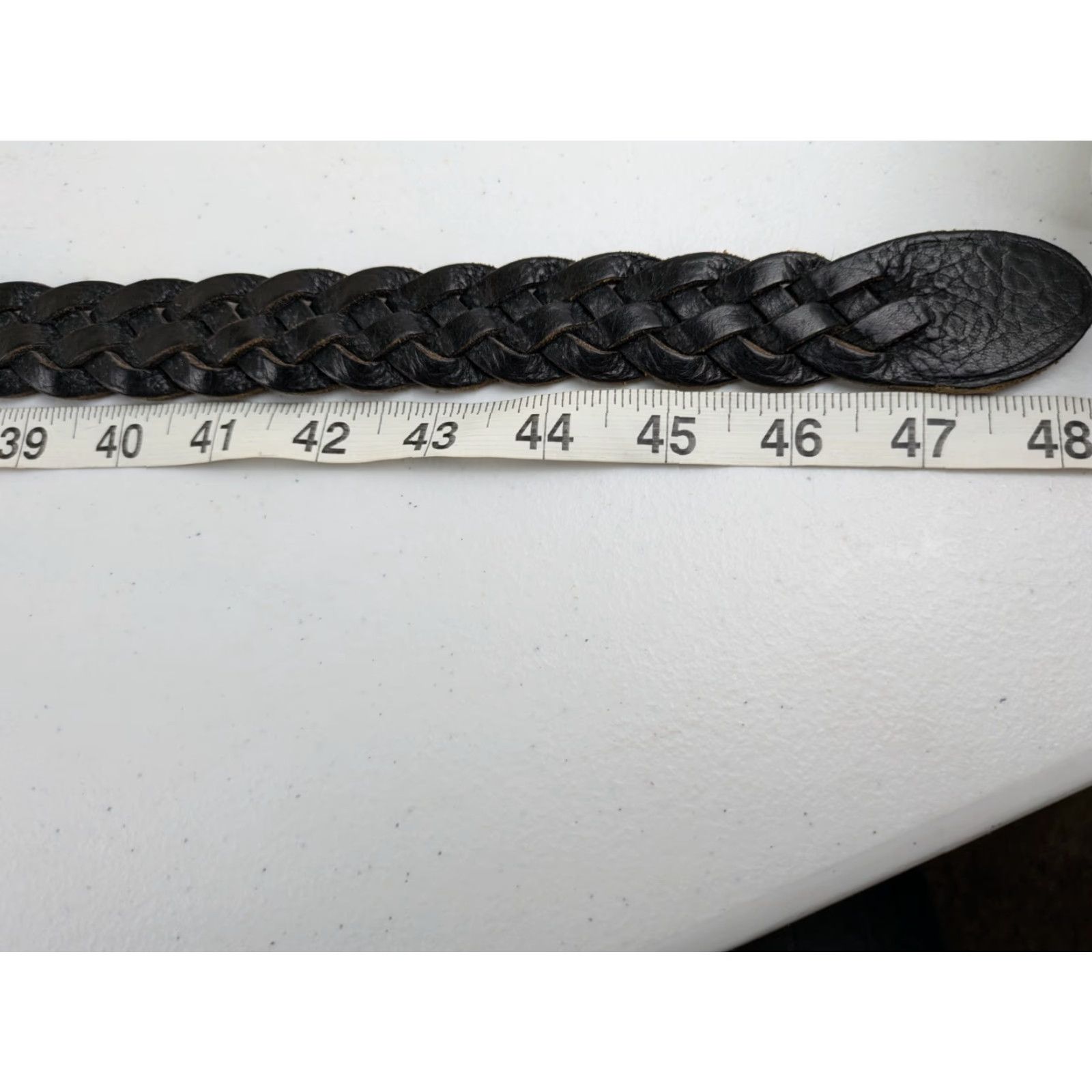 Fossil VINTAGE Fossil Belt Mens 42" Black Leather Braided 90s Y2K Mens Belt Braided/Woven Leather 42 Black 90s Y2K Mens Size 42 - 6 Thumbnail
