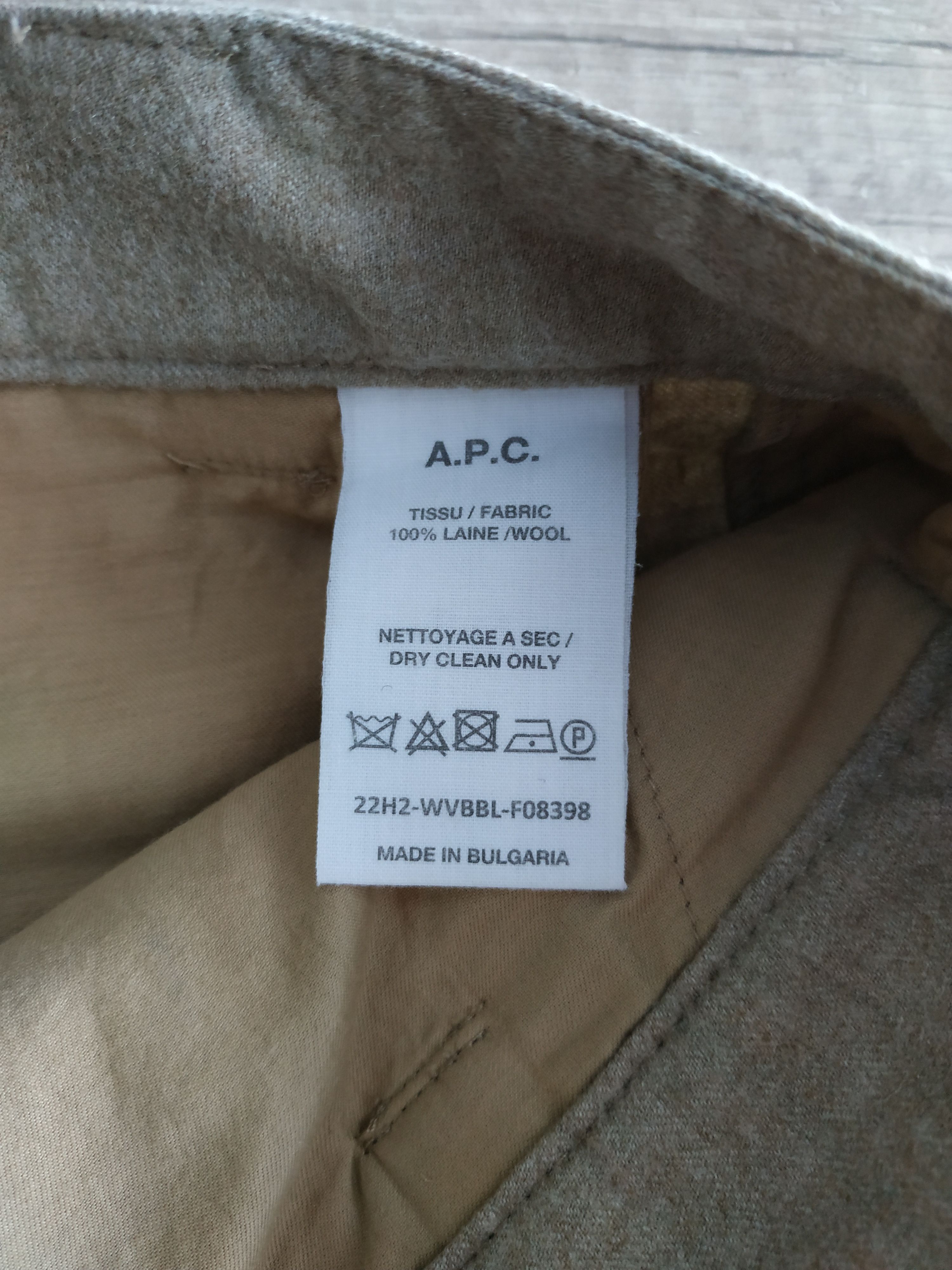A.P.C. × Designer A.P.C. Paris Women's Wool Beige Chino Pants, s. 42 (XL) Size 30" / US 8 / IT 44 - 11 Thumbnail
