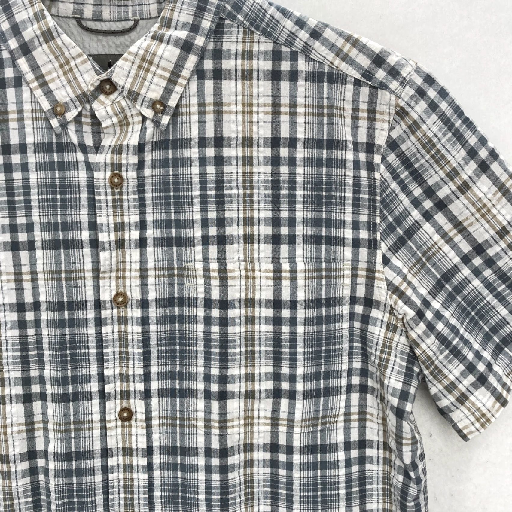 Royal Robbins Royal Robbins Seersucker Button Down Short Sleeve Shirt Mens Medium Gray Plaid Size US M / EU 48-50 / 2 - 2 Thumbnail