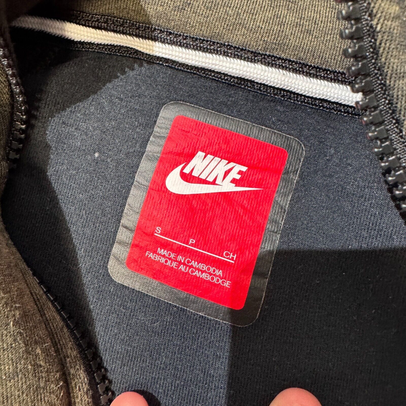 Nike × Vintage Vintage Nike Khaki Cotton Hoodie Size S Tech Fleece Drill Size US S / EU 44-46 / 1 - 7 Thumbnail