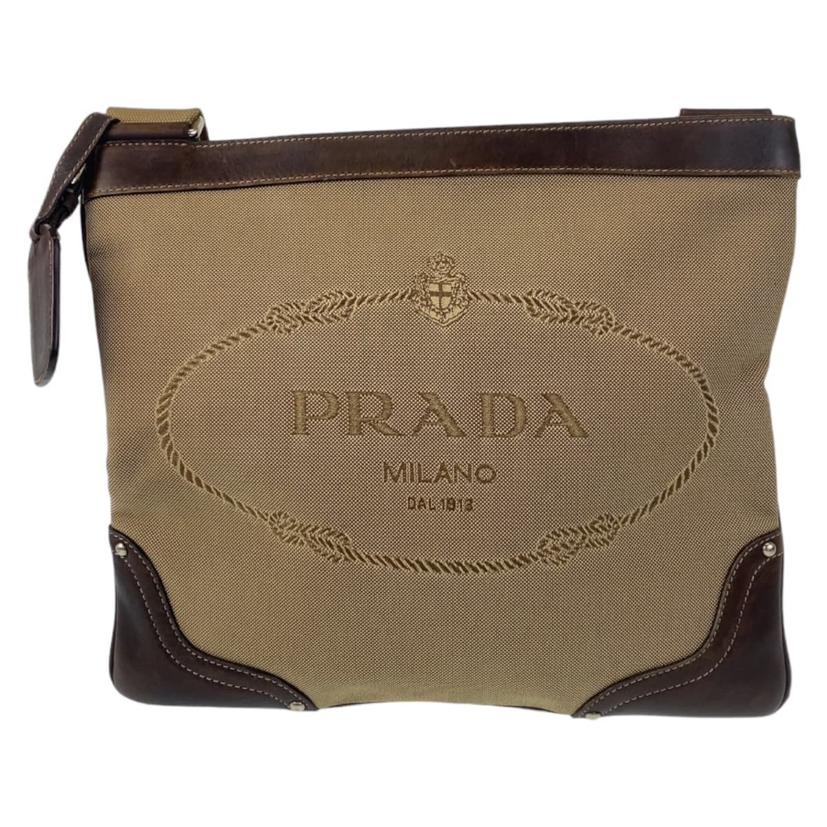 Prada Prada Logo Jacquard Canvas Shoulder Bag Textile Shoulder Bag DUTY FREE for USA