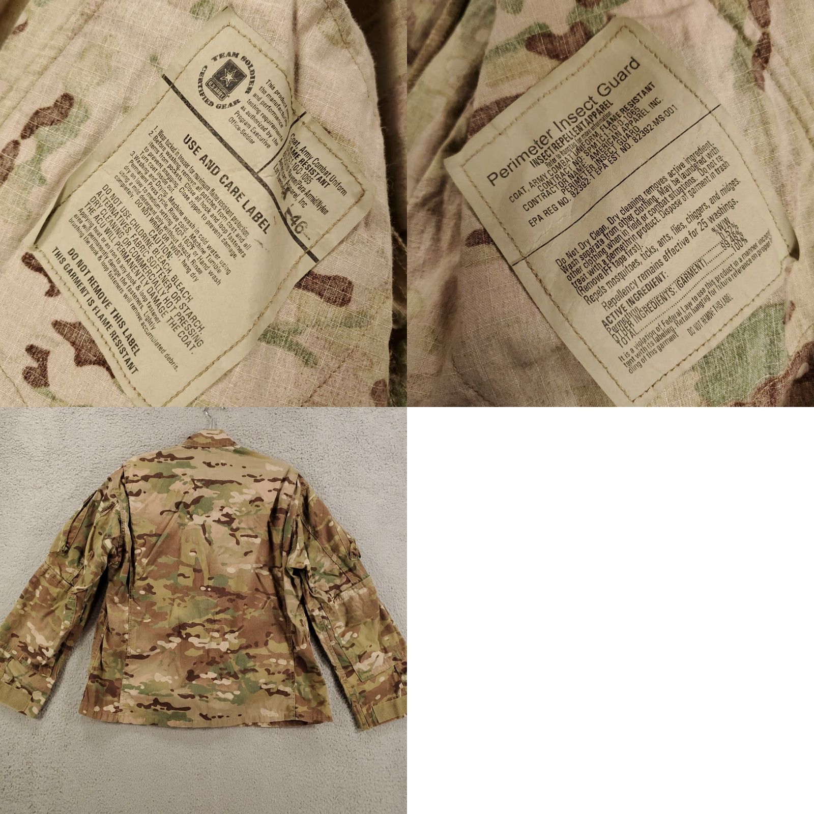 Vintage US Army Jacket Medium X-Short Full Zip Camouflage Military Combat Uniform Coat Size US M / EU 48-50 / 2 - 8 Thumbnail