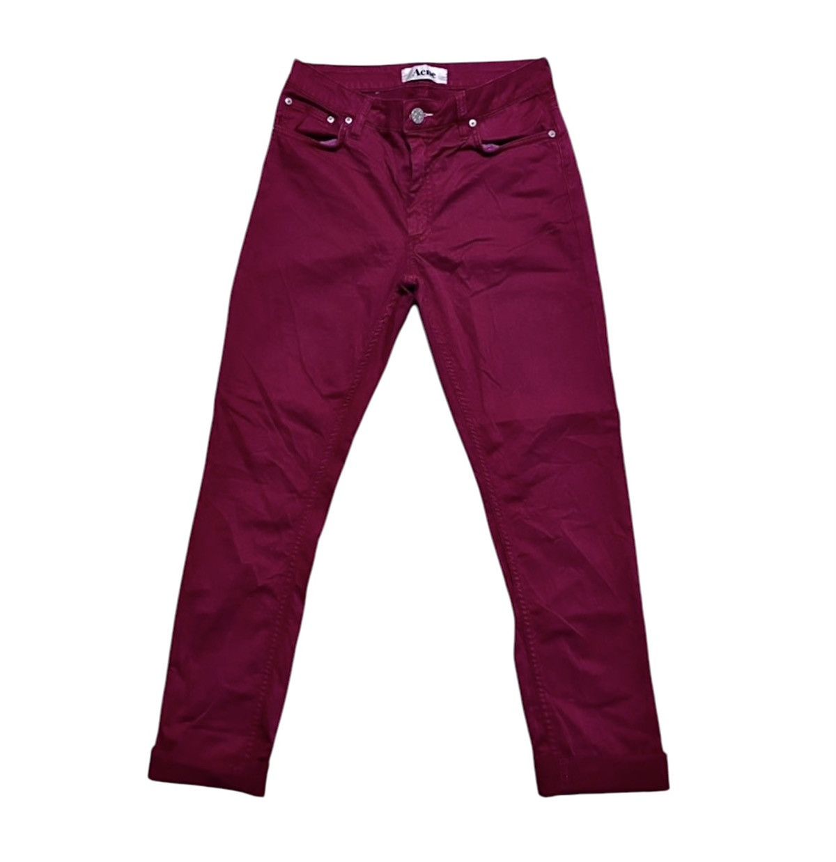 Acne Studios Womens Acne Studios Flex Satin Red Cotton Stretch Pant Jeans Size 28" / US 6 / IT 42 - 1 Thumbnail