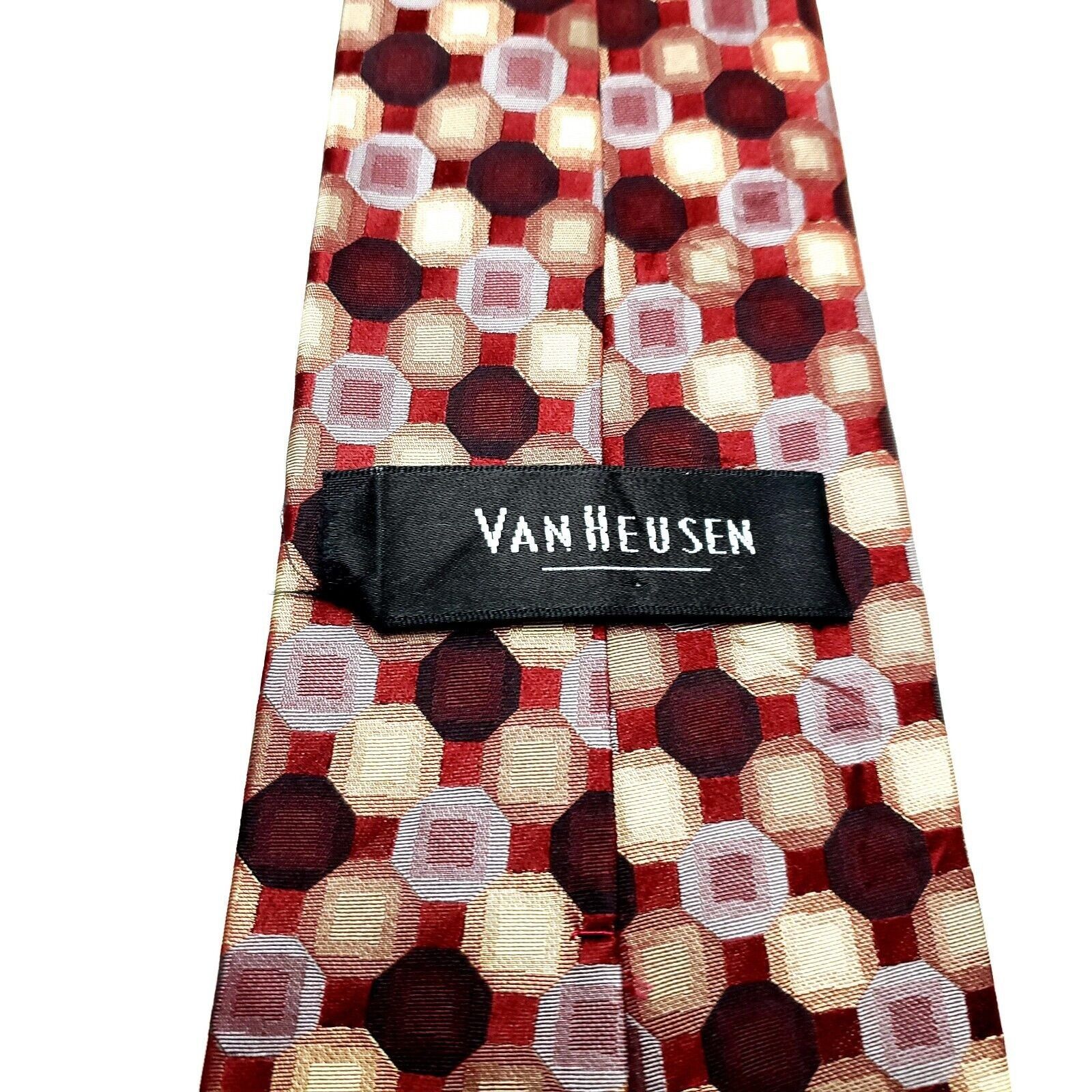 Van Heusen Van Heusen Silk Tie Woven Red Geometric Wide Size ONE SIZE - 3 Thumbnail