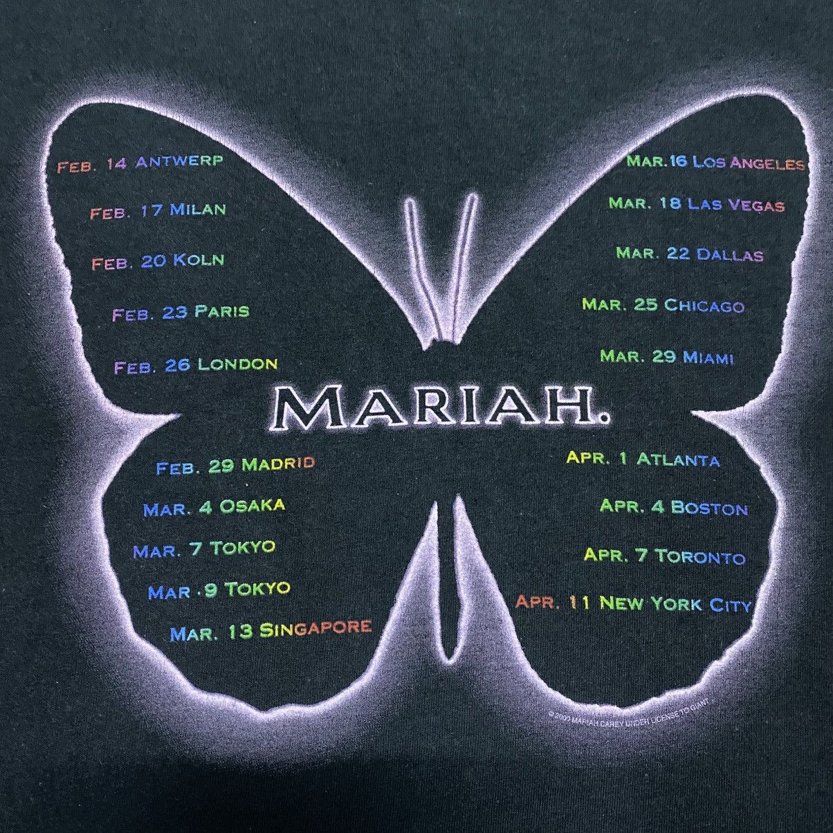 Band Tees Rare‼️🔥Vintage Mariah Carey Butterfly Rainbow Tour T-Shirt Size US S / EU 44-46 / 1 - 8 Thumbnail