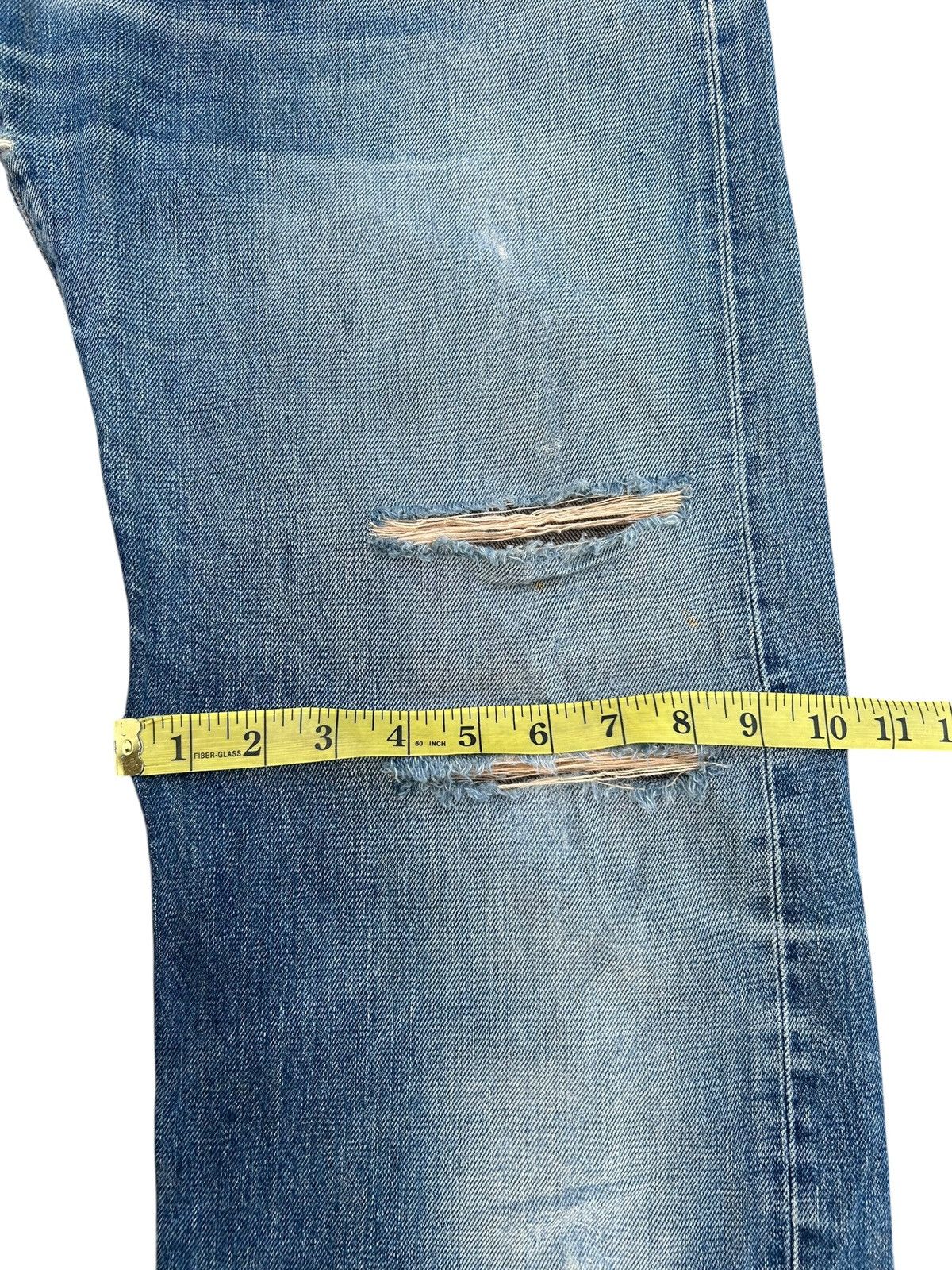 Kapital Thrashed Vintage Edwin 505x Selvedge Distressed Denim jeans Size US 33 - 18 Thumbnail