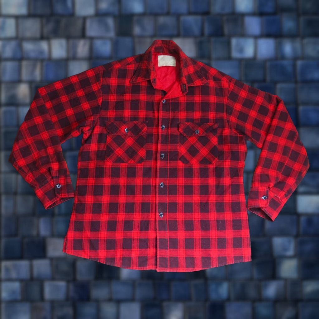 Sears VTG Sears Red Plaid Quilted Lodge Lumberjack Pocket Button Flannel Shirt L Size US L / EU 52-54 / 3 - 1 Thumbnail