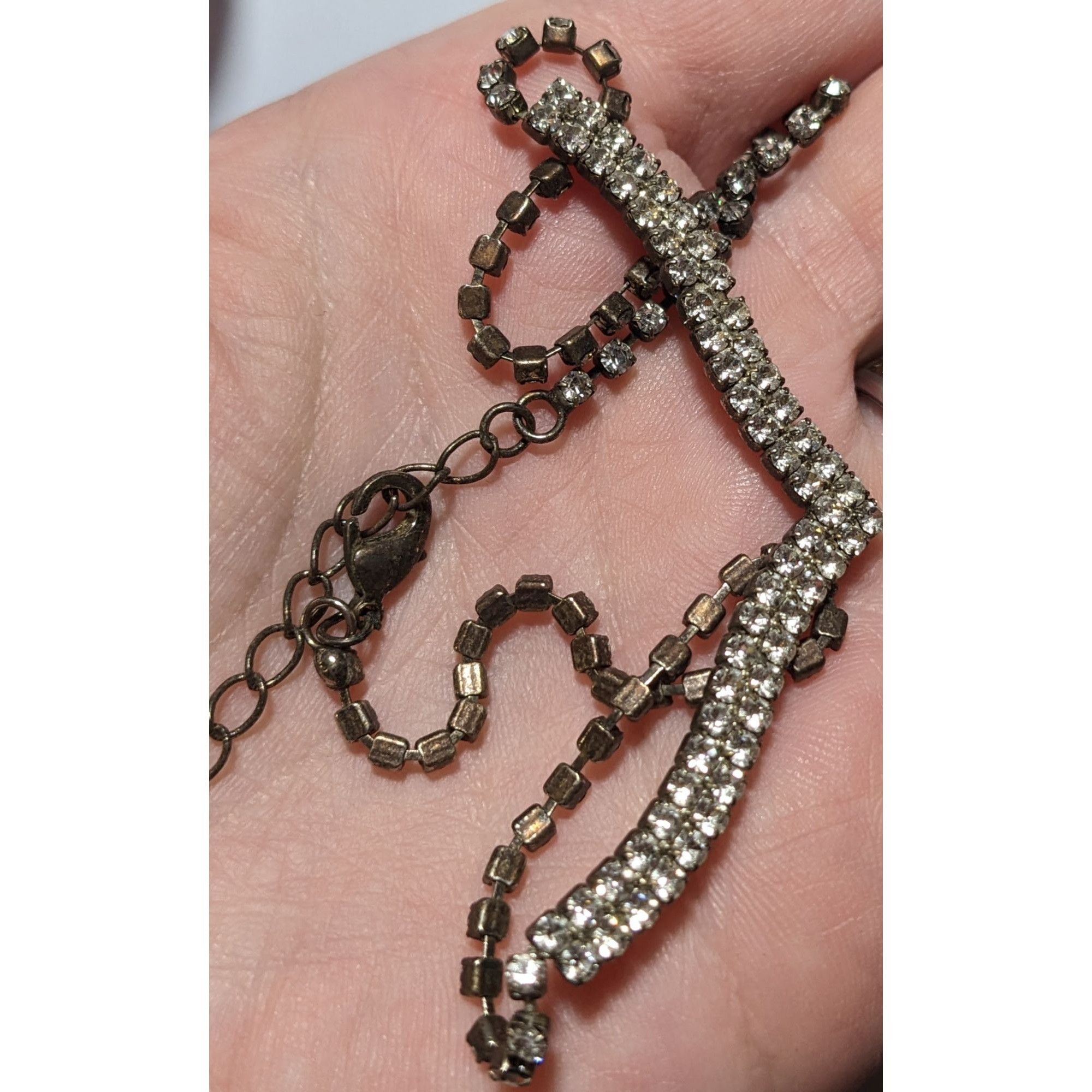 Other Vintage 90s Silver Chevron Rhinestone Necklace Size ONE SIZE - 7 Thumbnail