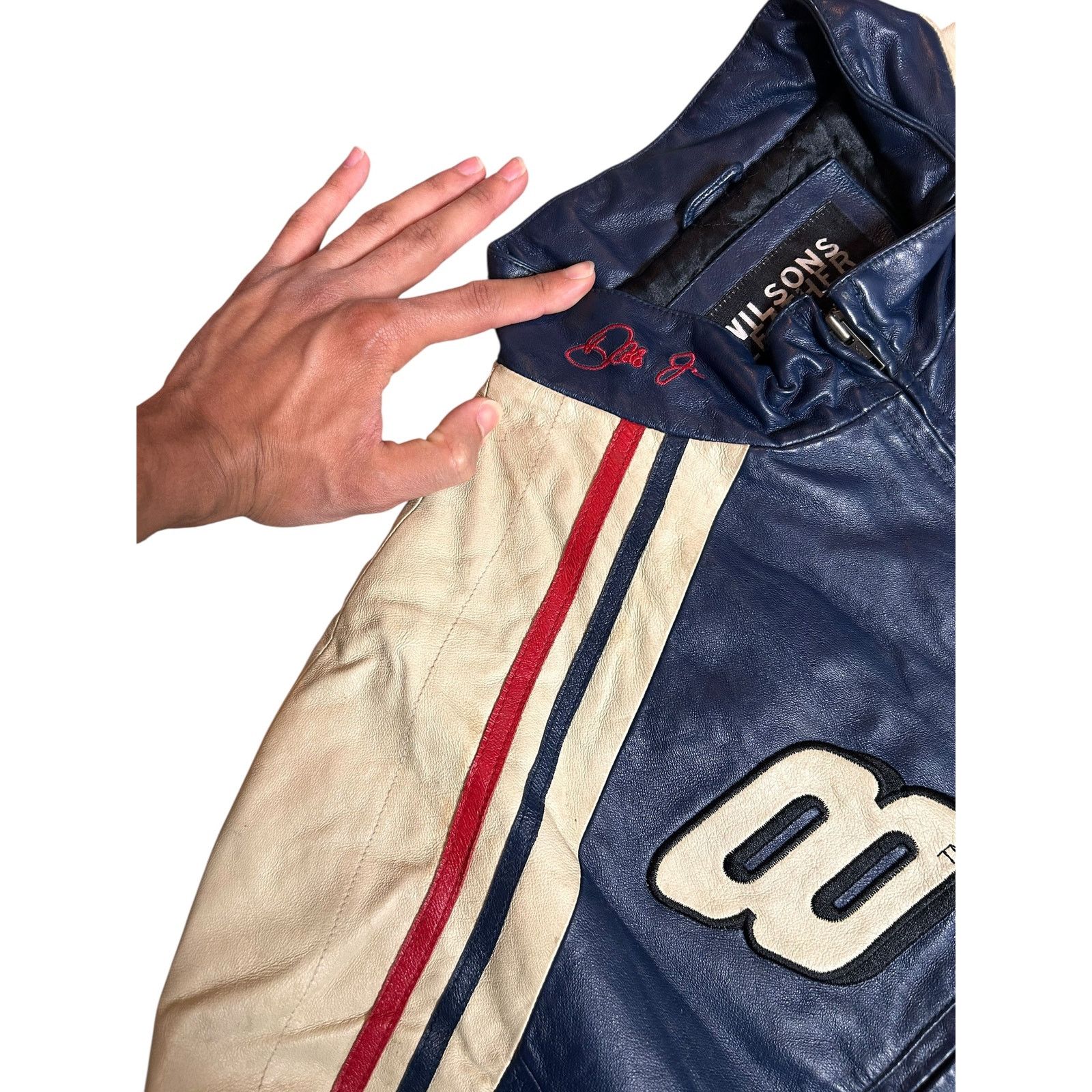 Chase Authentics × NASCAR × Vintage Vintage Nascar Dale Earnhardt Budweiser Leather Jacket Size US XL / EU 56 / 4 - 11 Thumbnail