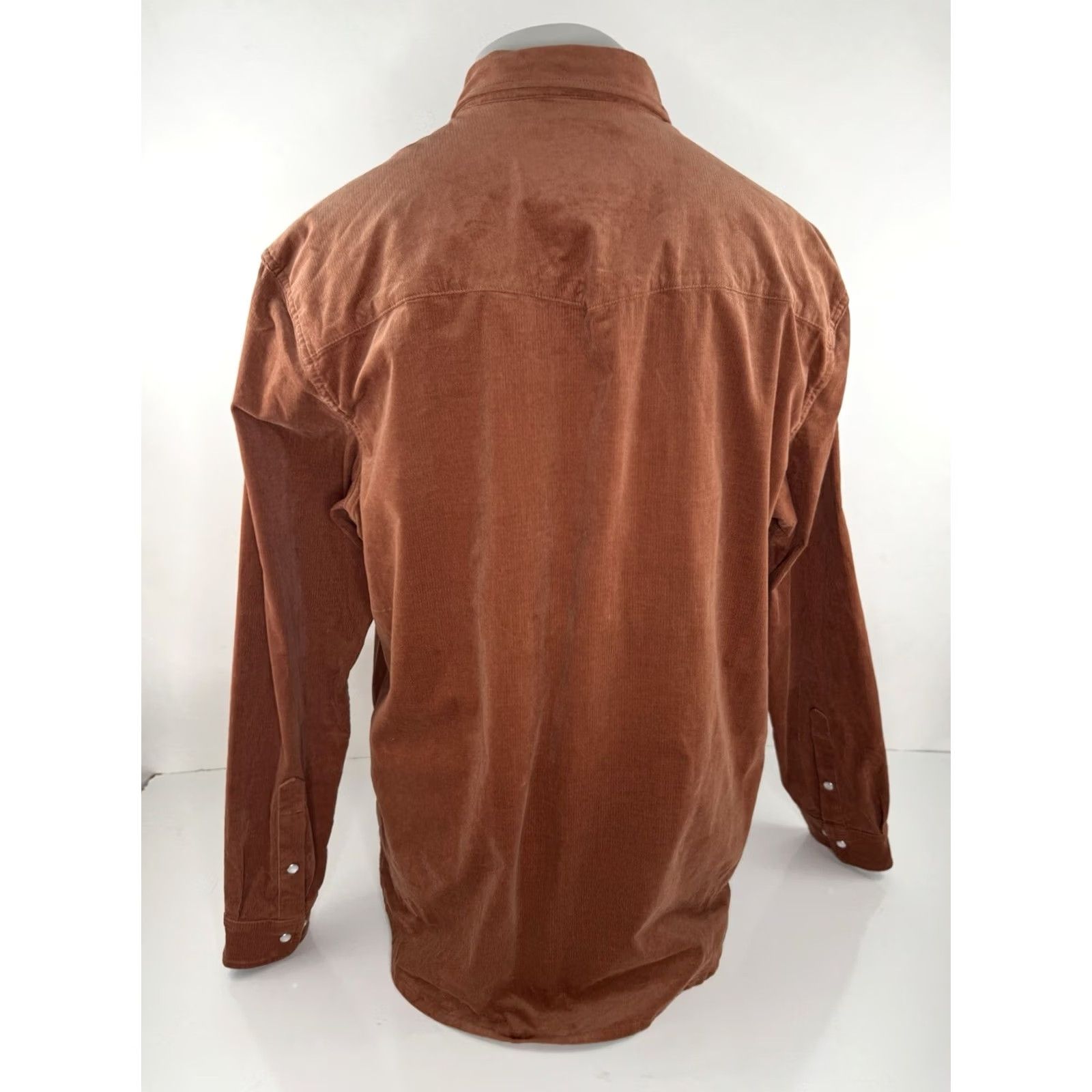 Vintage VINTAGE Poncho Western Corduroy Pearl Snap XXL Slim Fit Shirt Men Long Sleeve Button-Up 2XL Dark Salmon / Pinkish Brownish Size US XXL / EU 58 / 5 - 2 Thumbnail