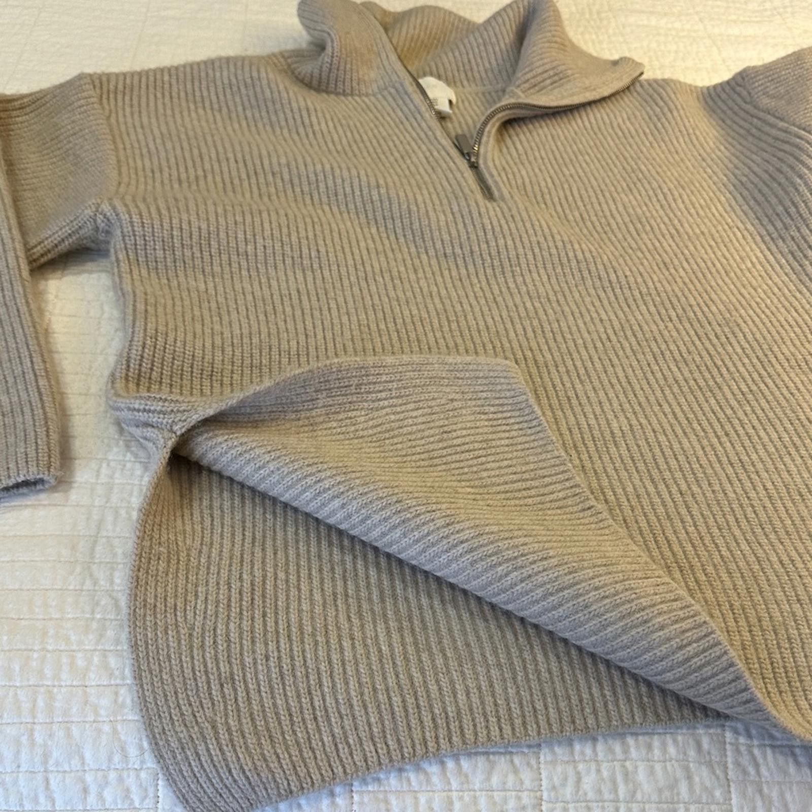 H&M Oversized Knit Small Sweater Pullover Wool 3/4 Zip Soft Cozy Size S / US 4 / IT 40 - 3 Thumbnail