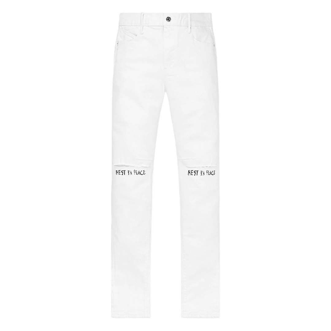 Rta Bryant Rest in Peace White Jeans Size US 32 / EU 48 - 1 Thumbnail