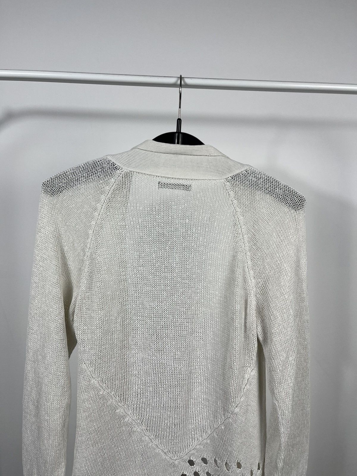 Sarah Pacini Sarah Pacini White Knit Open Cardigan Draped Long Sleeve Size S / US 4 / IT 40 - 10 Thumbnail