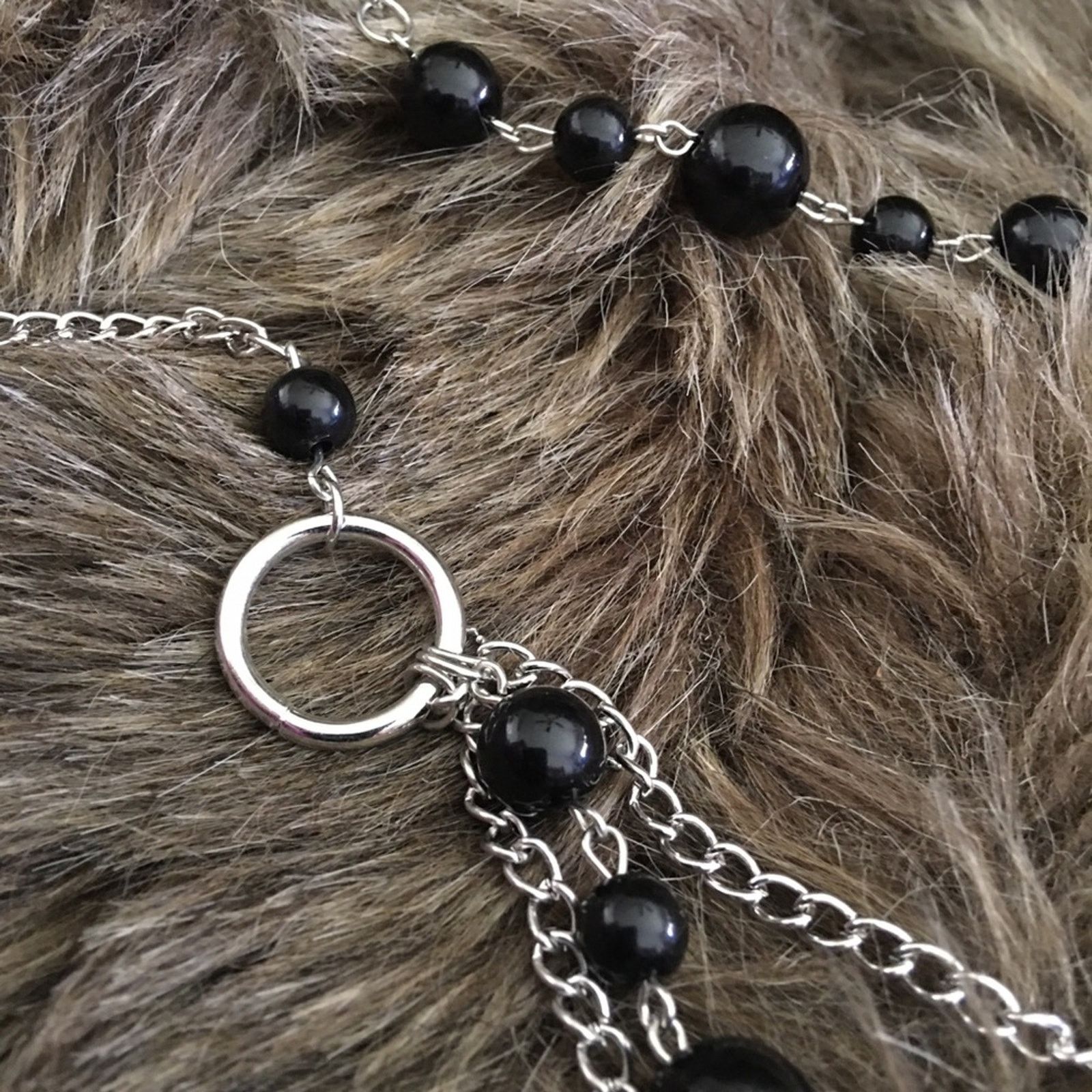 Jewelry Black pearl beads on long layered silver chain Size ONE SIZE - 7 Thumbnail