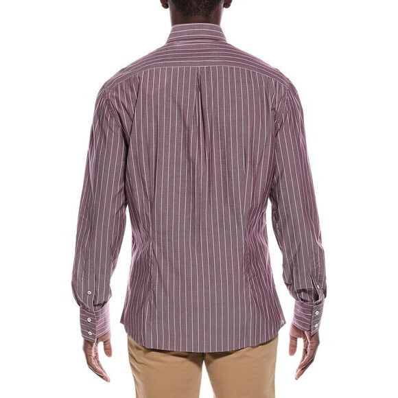 Brunello Cucinelli o1y0526 Striped Shirt in Mauve Size US XL / EU 56 / 4 - 2 Thumbnail