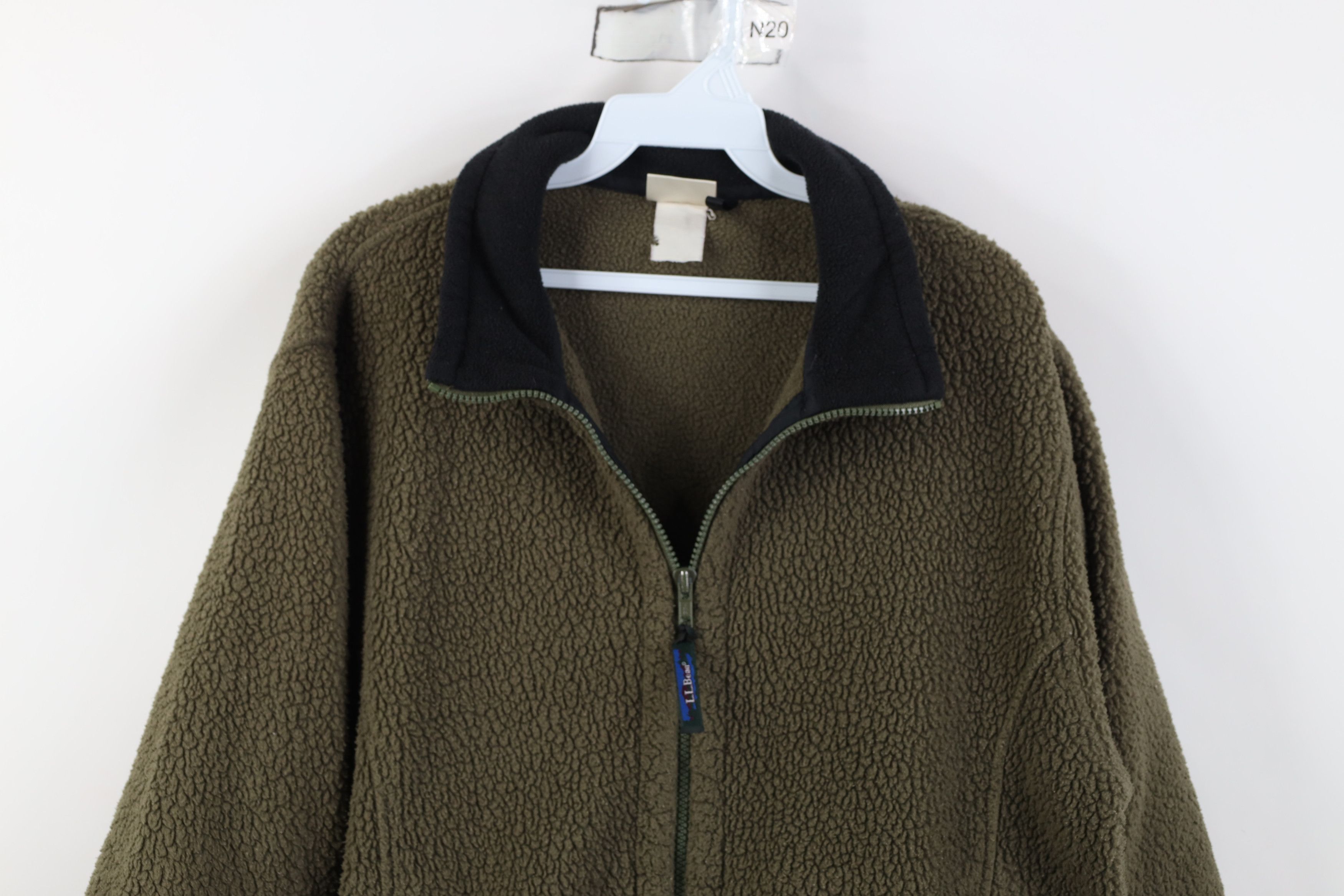 L.L. Bean Vintage 90s LL Bean Deep Pile Fleece Full Zip Jacket Green Size L / US 10 / IT 46 - 2 Thumbnail