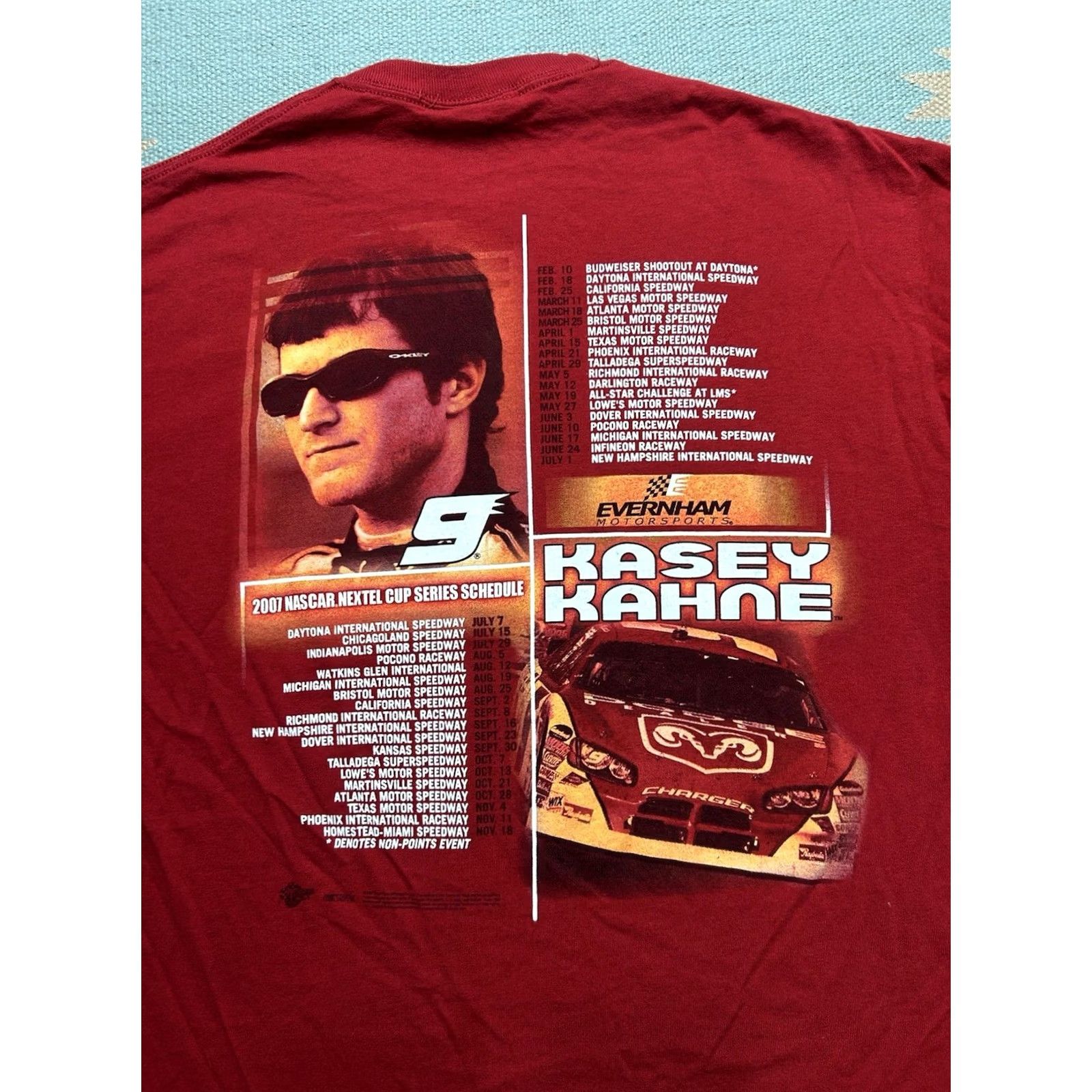 NASCAR VINTAGE Kasey Kahne NASCAR Racing #9 Dodge Double-Sided Graphic T-Shirt Mens Large Red Size US L / EU 52-54 / 3 - 6 Thumbnail