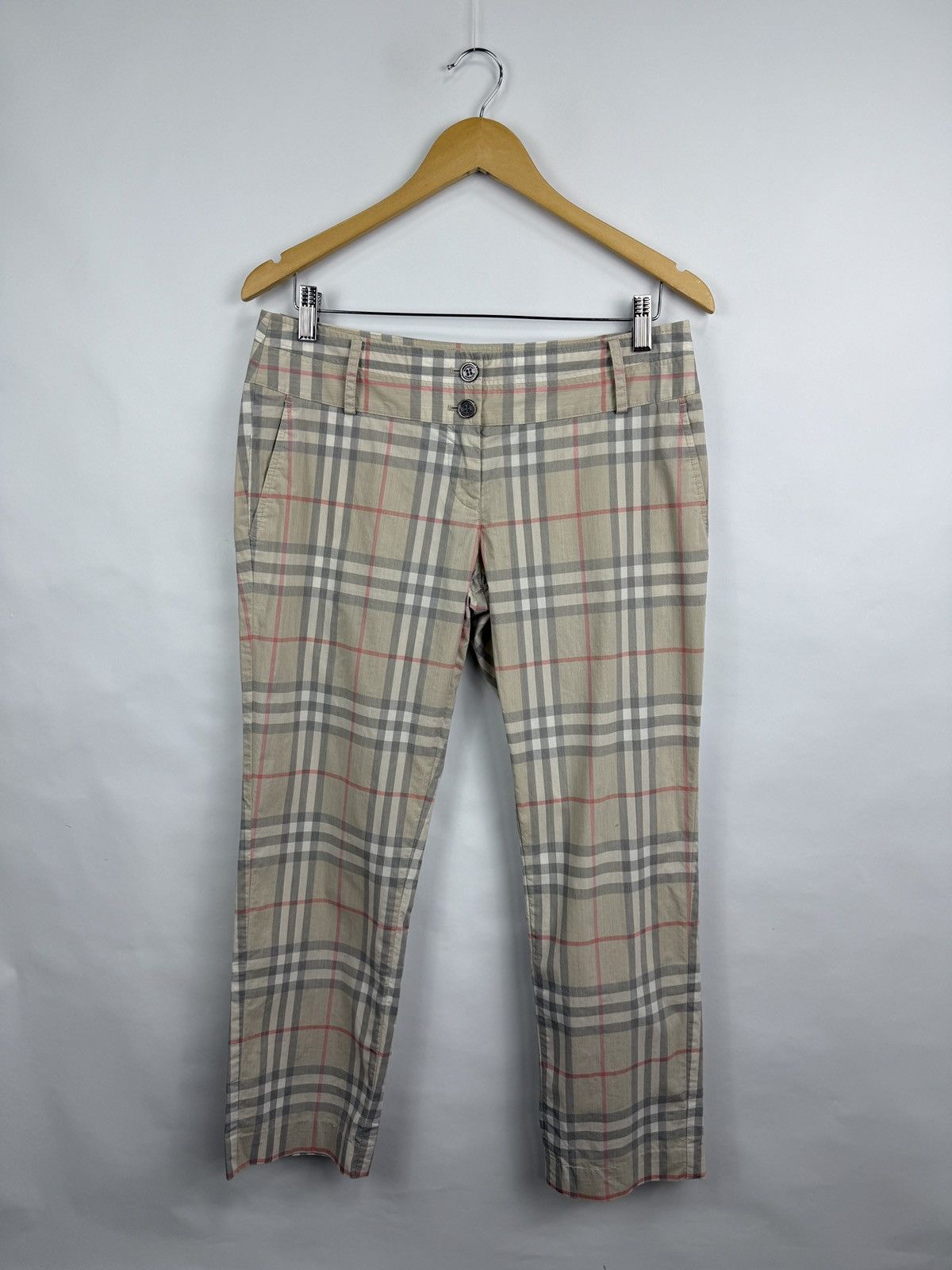 Burberry 🇬🇧 Vintage Barberry Brit Nova Check Women Pants Rare Retro Size 30" / US 8 / IT 44 - 2 Thumbnail