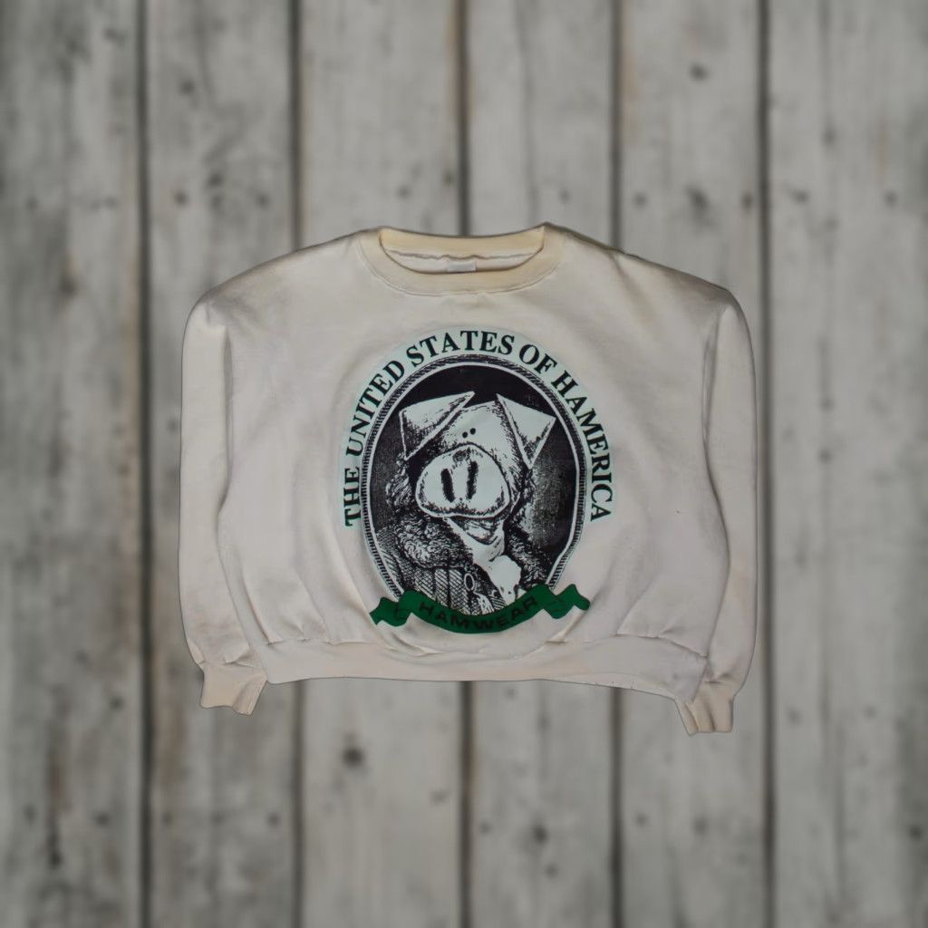 Vintage VINTAGE Hamwear Cropped Sweatshirt White Large 1990s Polyester / Cotton Long Sleeve Womens Size US L / EU 52-54 / 3 - 1 Thumbnail