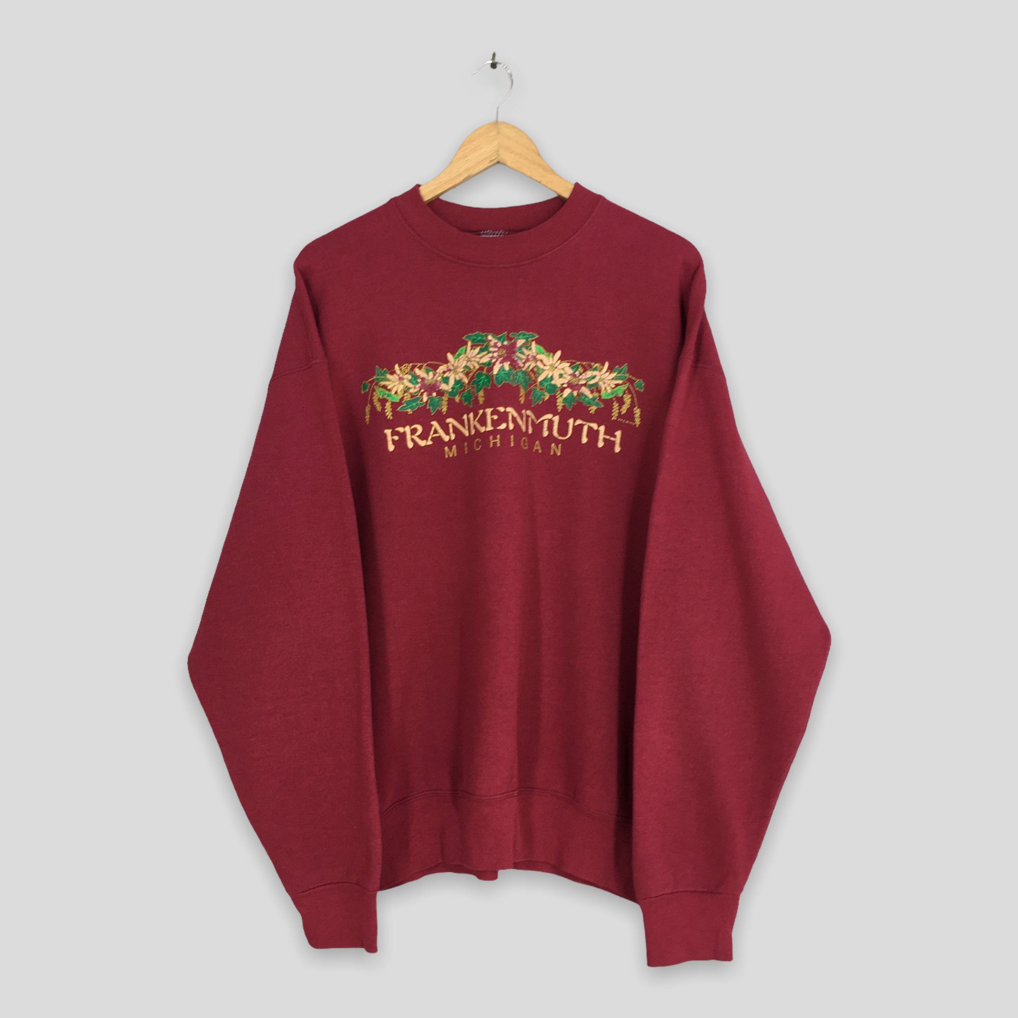 Fruit Of The Loom Vintage Frankenmuth Michigan Red Sweatshirt XLarge Size US XL / EU 56 / 4 - 1 Thumbnail