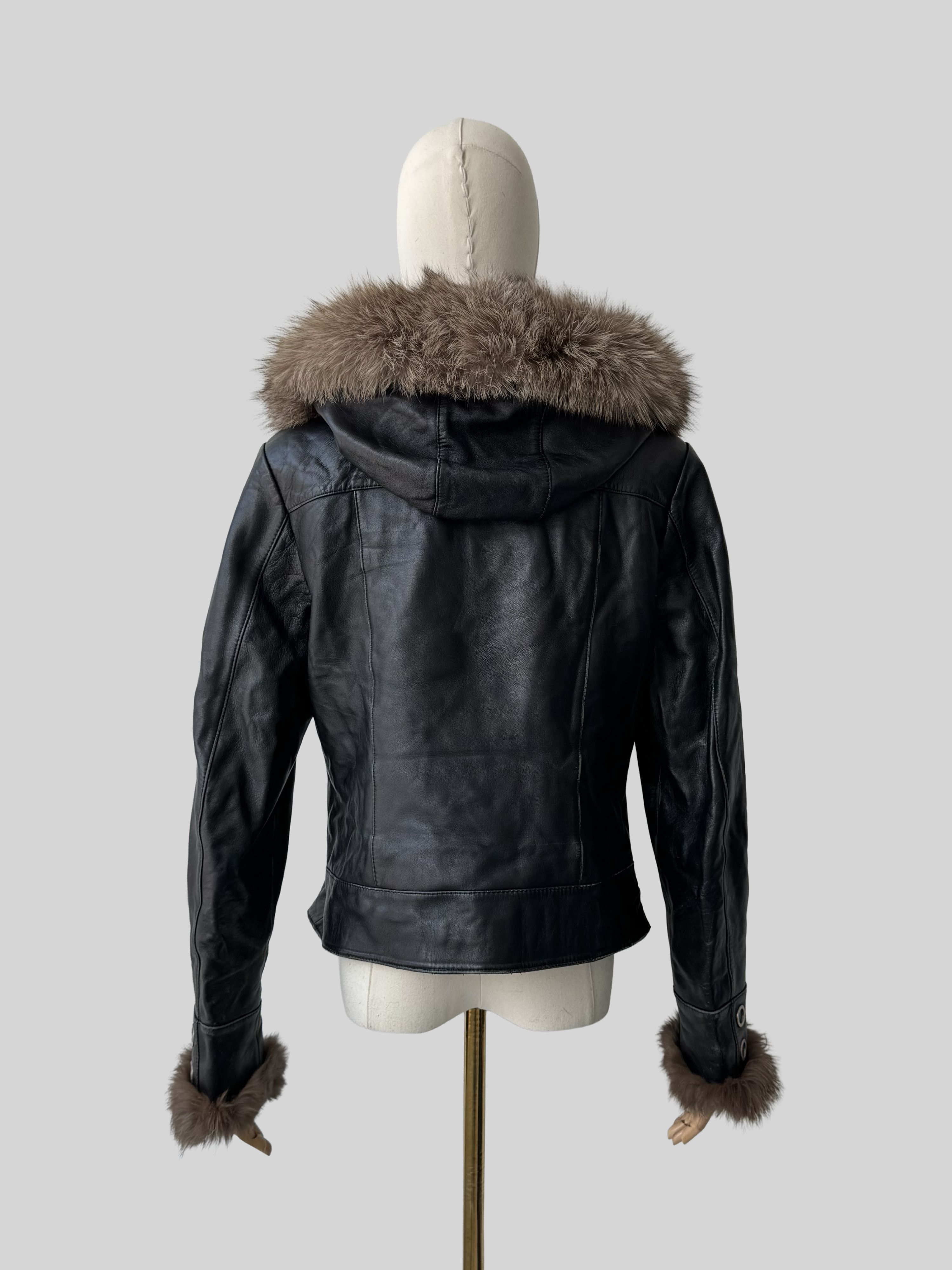 Vintage Vintage Leather Cropped Jacket With Real Fur (D15)(D10) Size L / US 10 / IT 46 - 5 Thumbnail
