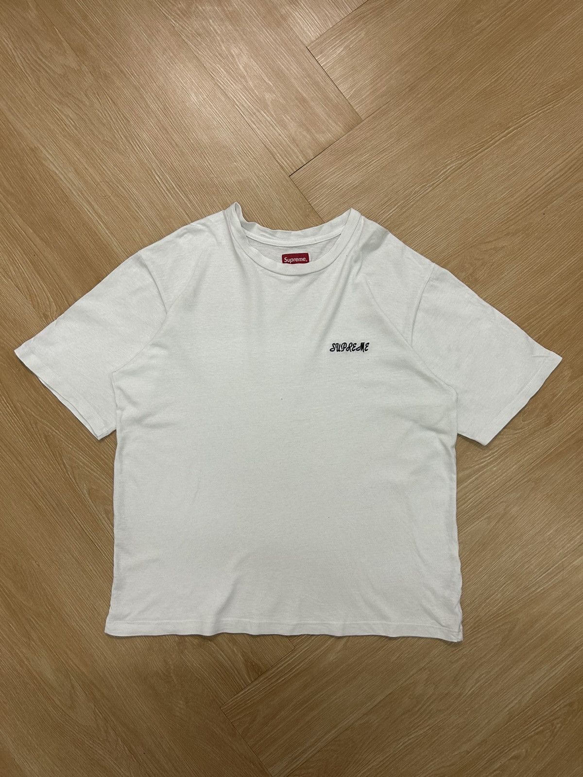 Supreme Supreme Washed Script Short-Sleeve Top 'White' Size US M / EU 48-50 / 2 - 1 Thumbnail