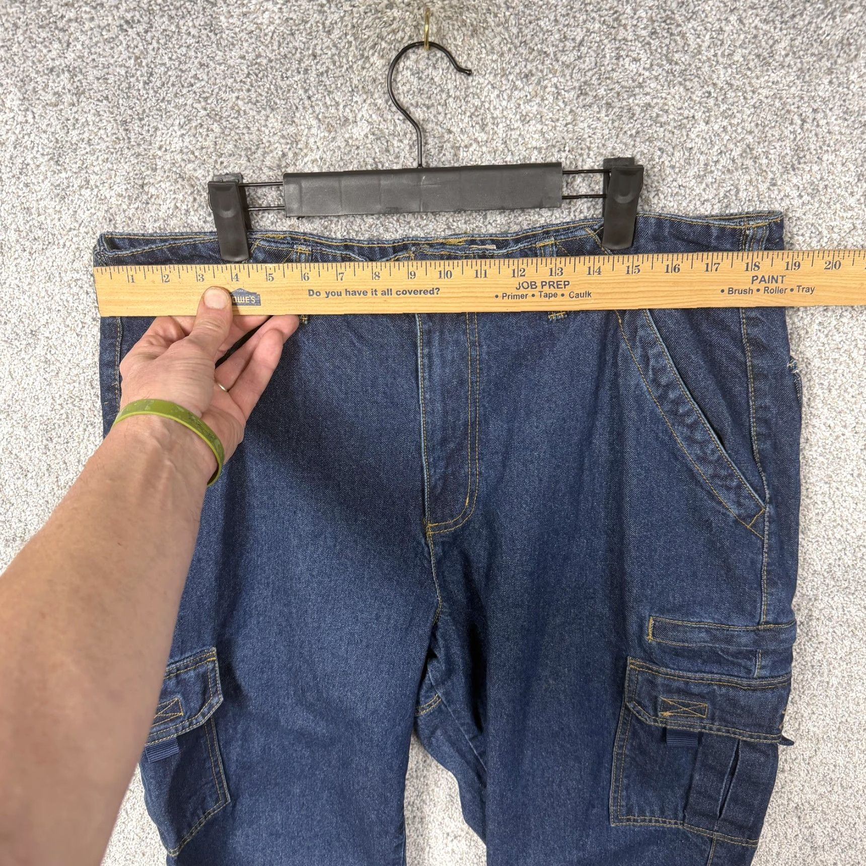 Denime Scandia Woods Mens 38x34 Cargo Jeans Blue Denim Workwear Big & Tall USA Pocketed Straight Rise High 13in 100% Cotton Size US 38 / EU 54 - 2 Thumbnail