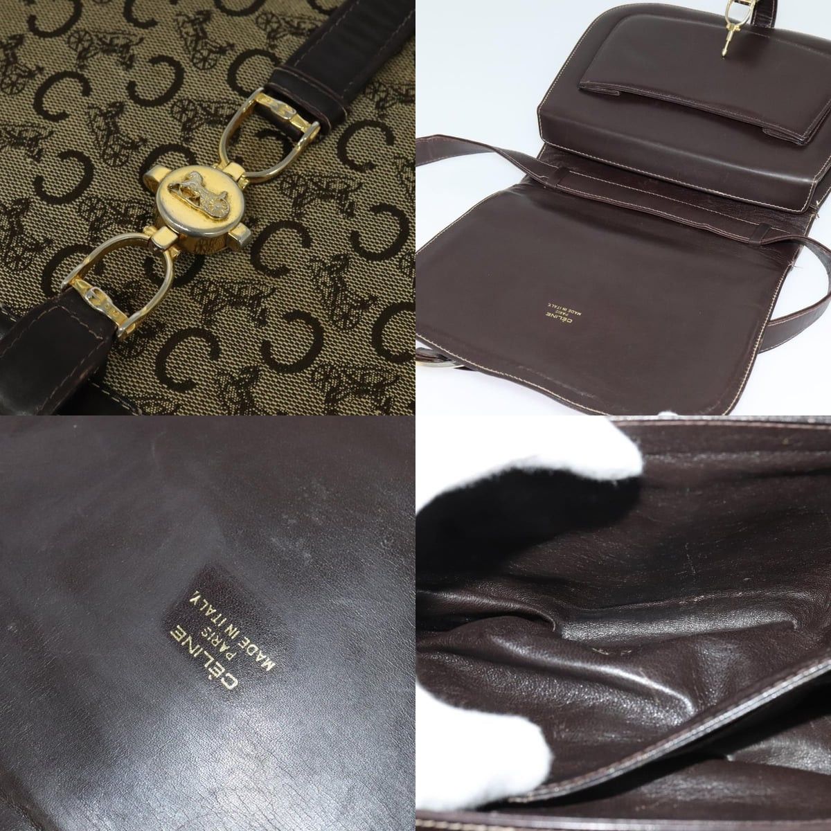 Celine CELINE C Sulky Shoulder Bag Canvas Brown Gold Size ONE SIZE - 11 Thumbnail