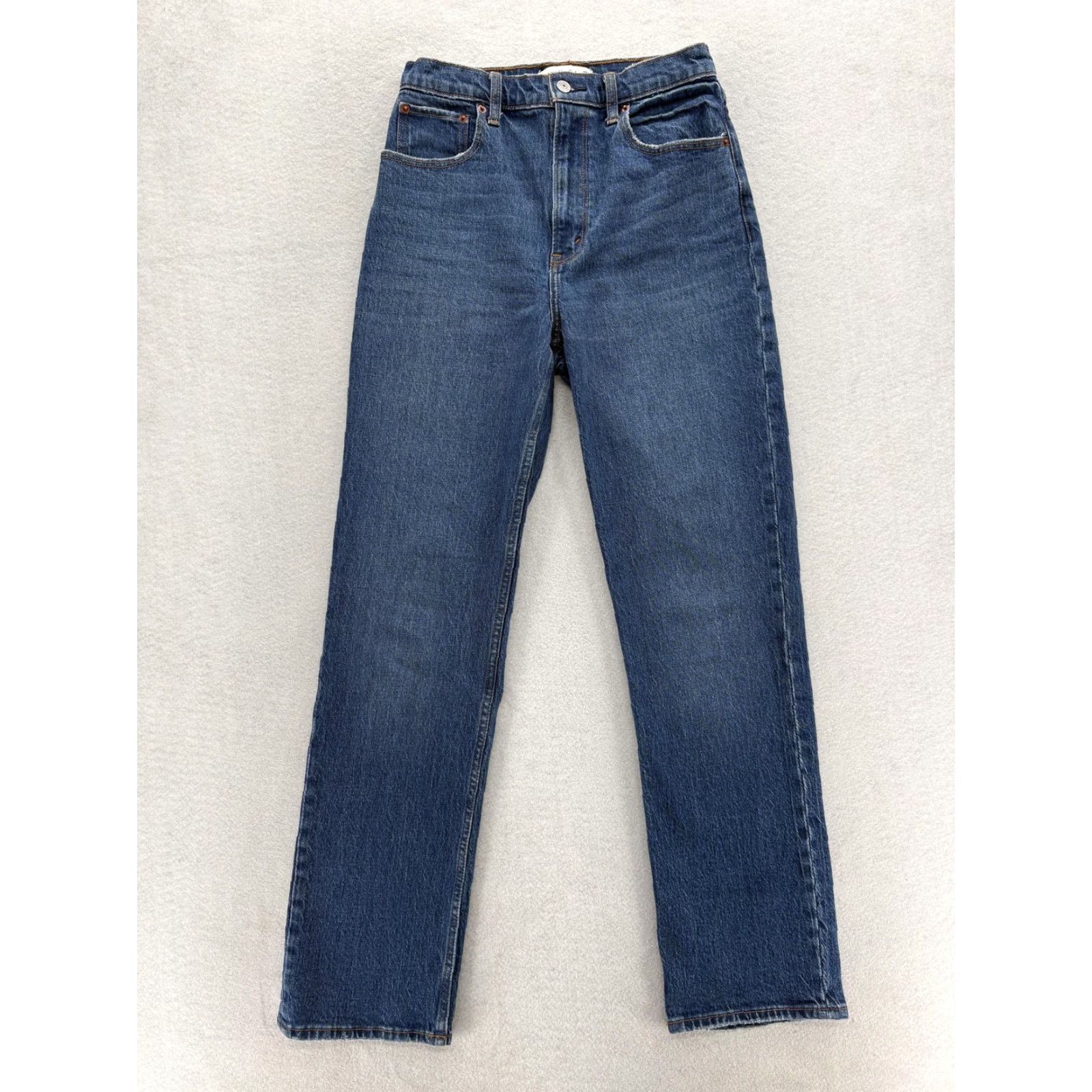 Abercrombie & Fitch Abercrombie & Fitch Jeans Women 26 Straight 26 High Rise Blue Denim Cotton Spandex Regular Rise 5-Pocket Z ip Closure Vintage No N/A Size 26" / US 2 / IT 38 - 2 Thumbnail