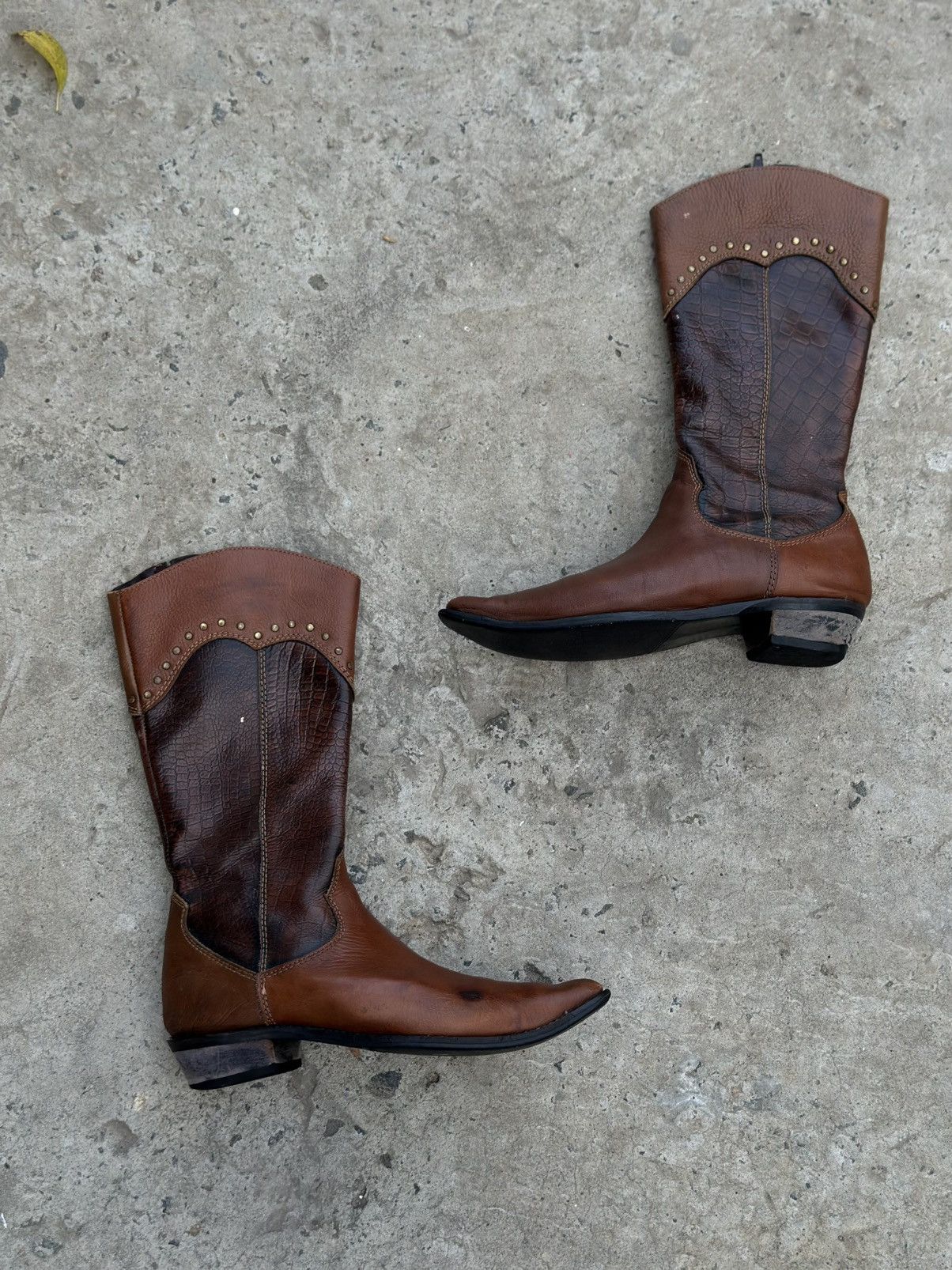 Western Rise Vintage Women’s High Leather Boots Wetsern Cowboy Y2K 00s Size US 7 / IT 37 - 1 Thumbnail
