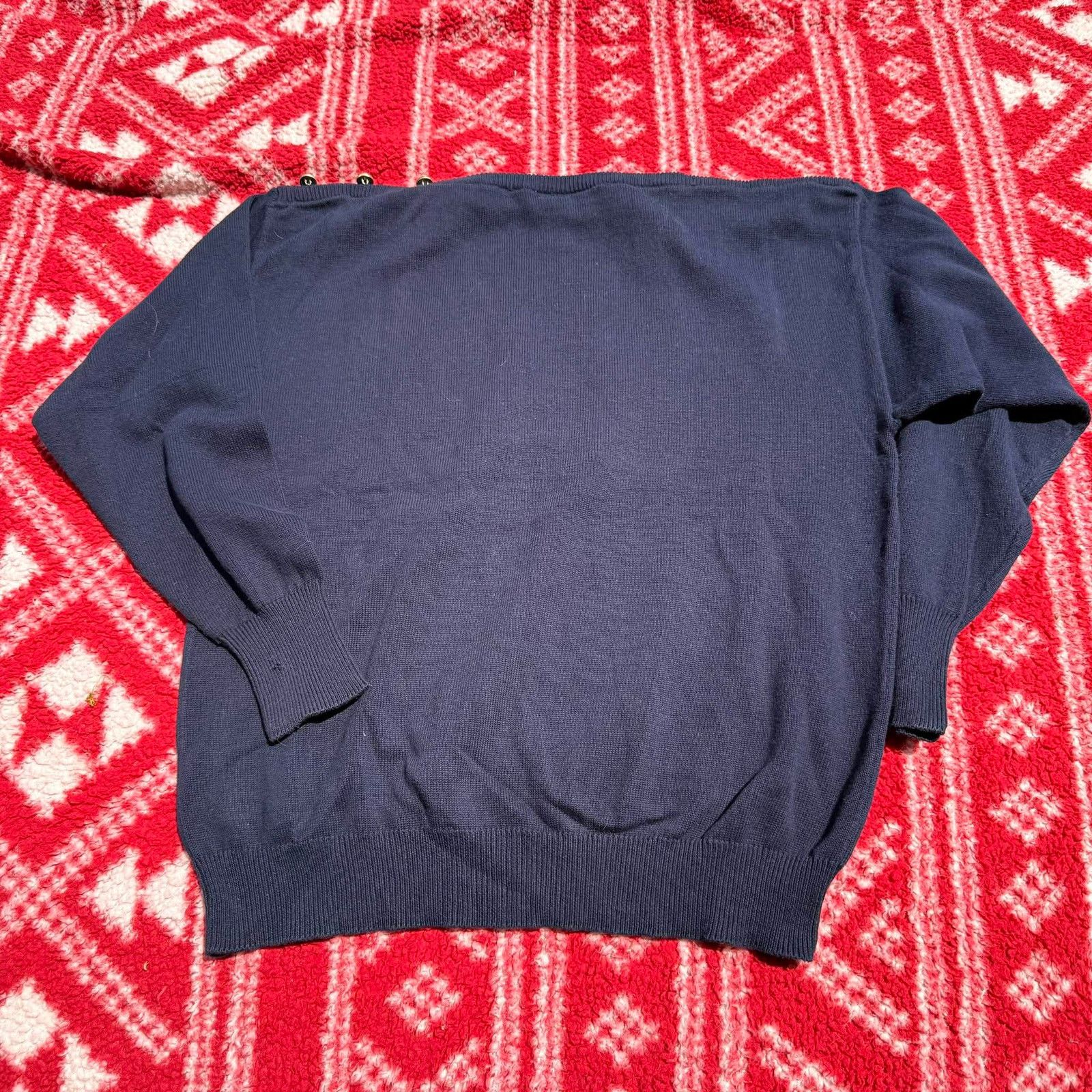 Other Vtg Stephanie by Suzelle Navy Star Sweater Gold Buttons Size L / US 10 / IT 46 - 8 Thumbnail