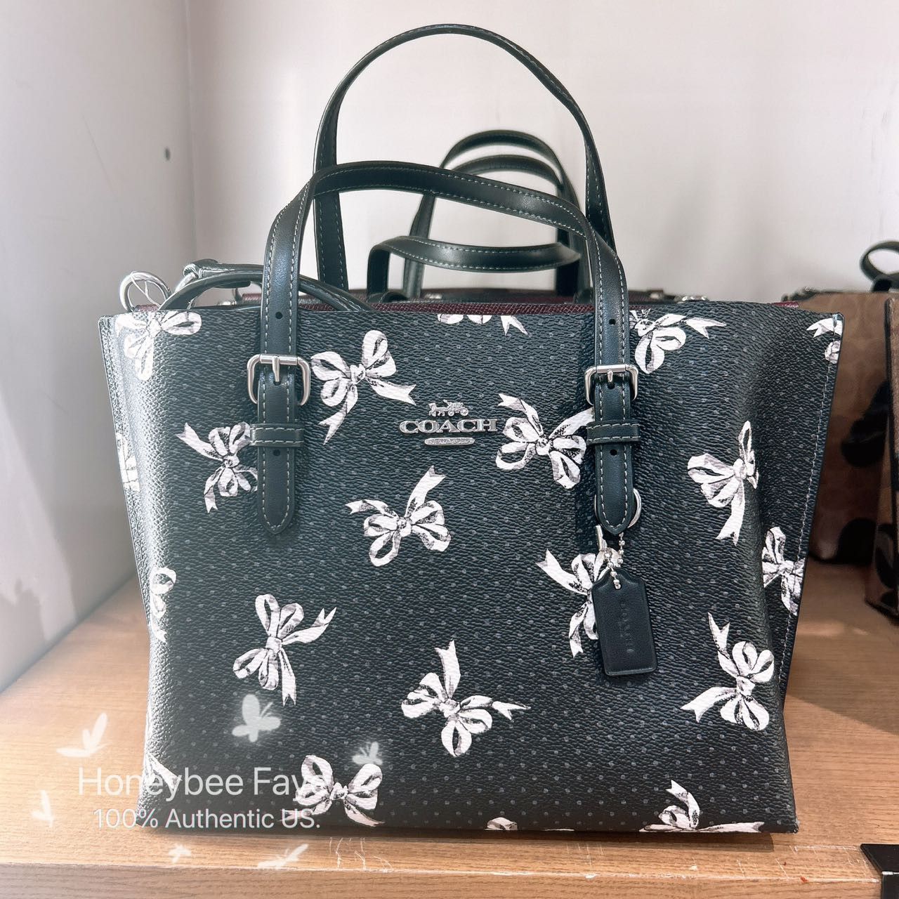 Coach NWT Coach Mollie Tote Bag 25 With Bow Print CY648 Size ONE SIZE - 1 Thumbnail