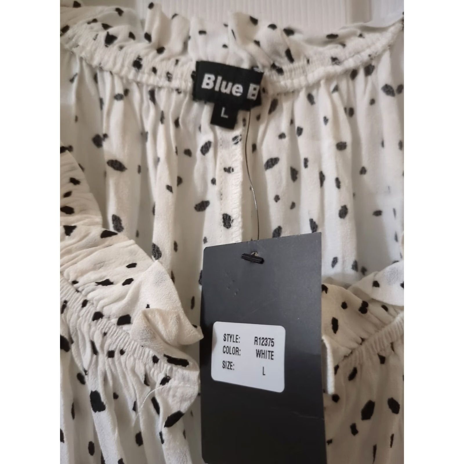 Vintage Blue B Romper Women's Flutter Sleeve Ruffle Print White Black Size L Size 36" / US 14 / IT 50 - 3 Thumbnail