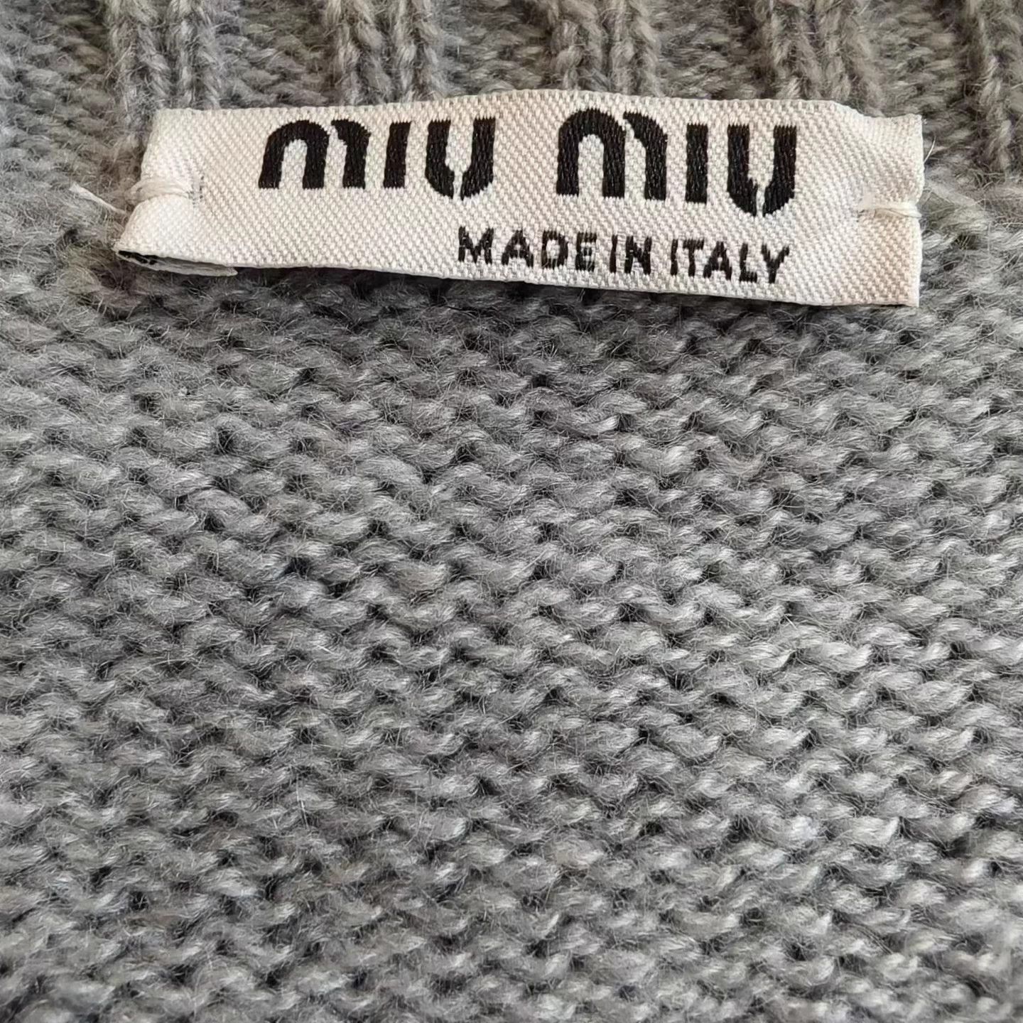 Miu Miu MIU MIU Gray Ruffled Cashmere Knit Cardigan Size XS / US 0-2 / IT 36-38 - 3 Thumbnail