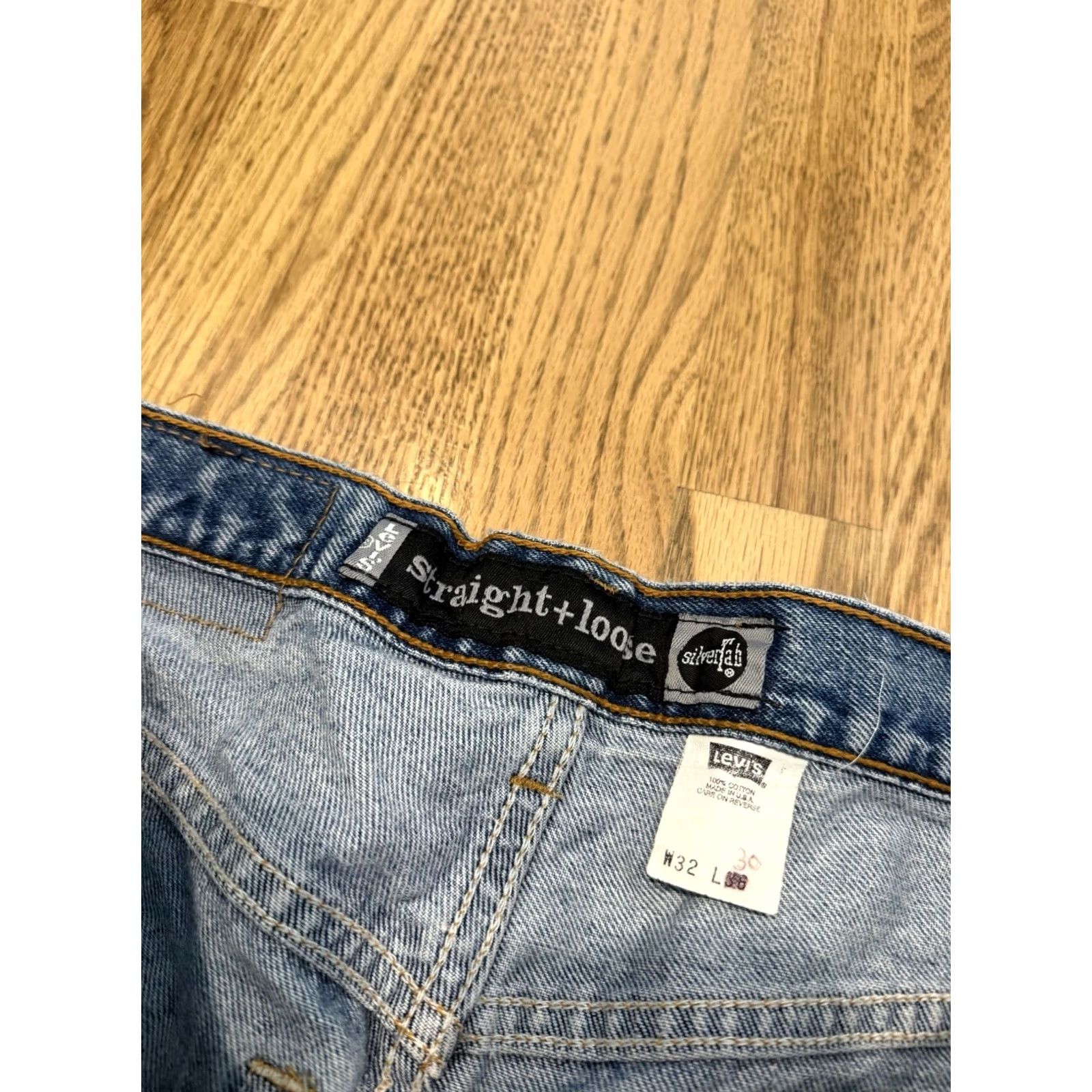 Levi's VINTAGE Levi's SilverTab Jeans Straight 32x29 Denim Blue Men Regular 90s Grunge USA Kid - (adjusted to fit rules) Size US 32 / EU 48 - 7 Thumbnail