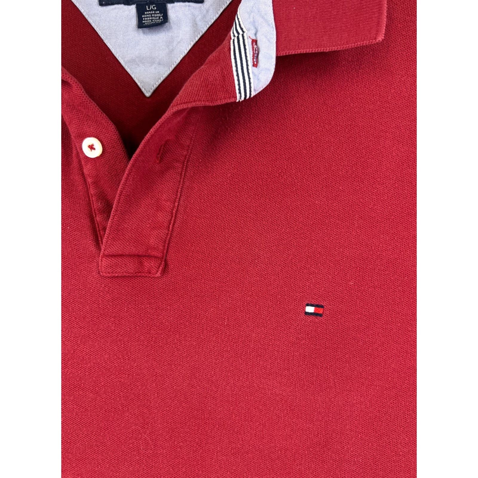 Tommy Hilfiger VINTAGE Tommy Hilfiger Polo Shirt Men Red 100% Cotton Knit Golf Polo Short Sleeve Adult Large Size US L / EU 52-54 / 3 - 6 Thumbnail