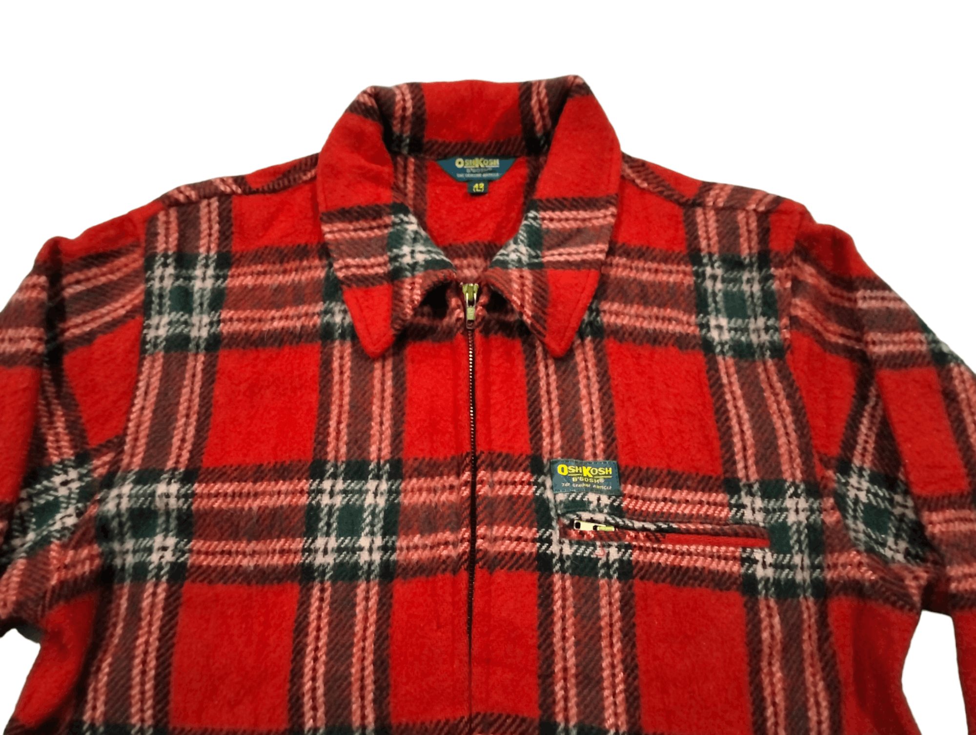 Oshkosh Oshkosh B Gosh Wool Red Tartan Zipper Jacket Size US L / EU 52-54 / 3 - 6 Thumbnail