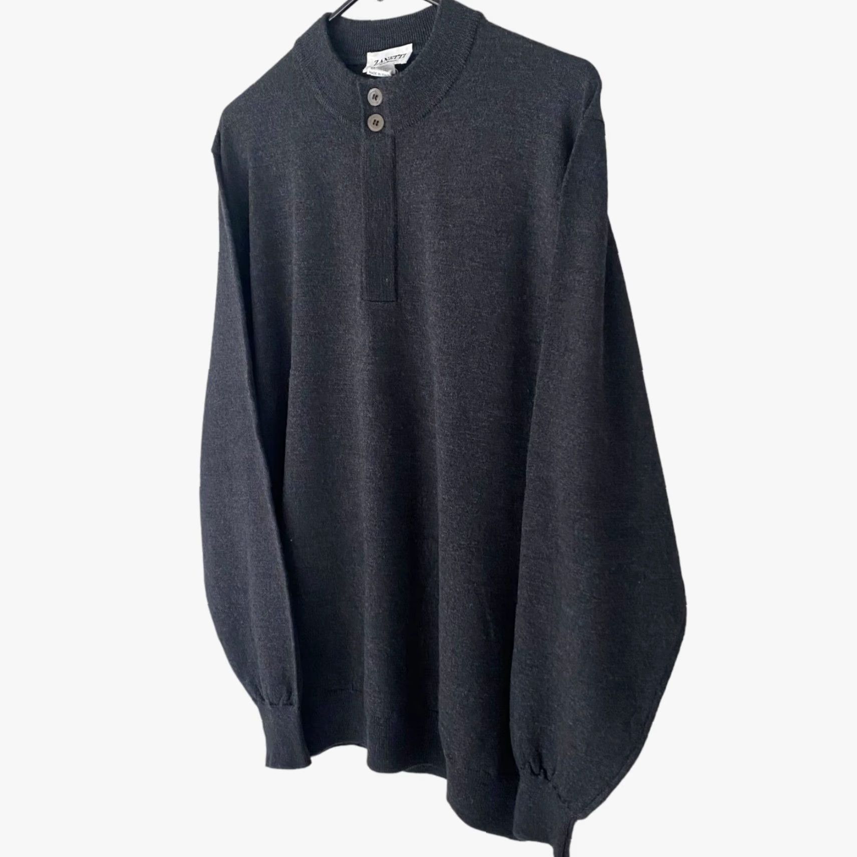 Vintage VINTAGE Zanetti Italy Merino Wool Henley Sweater Gray Men's XL Long-Sleeve Pullover Knit Fall Winter Size US XL / EU 56 / 4 - 2 Thumbnail