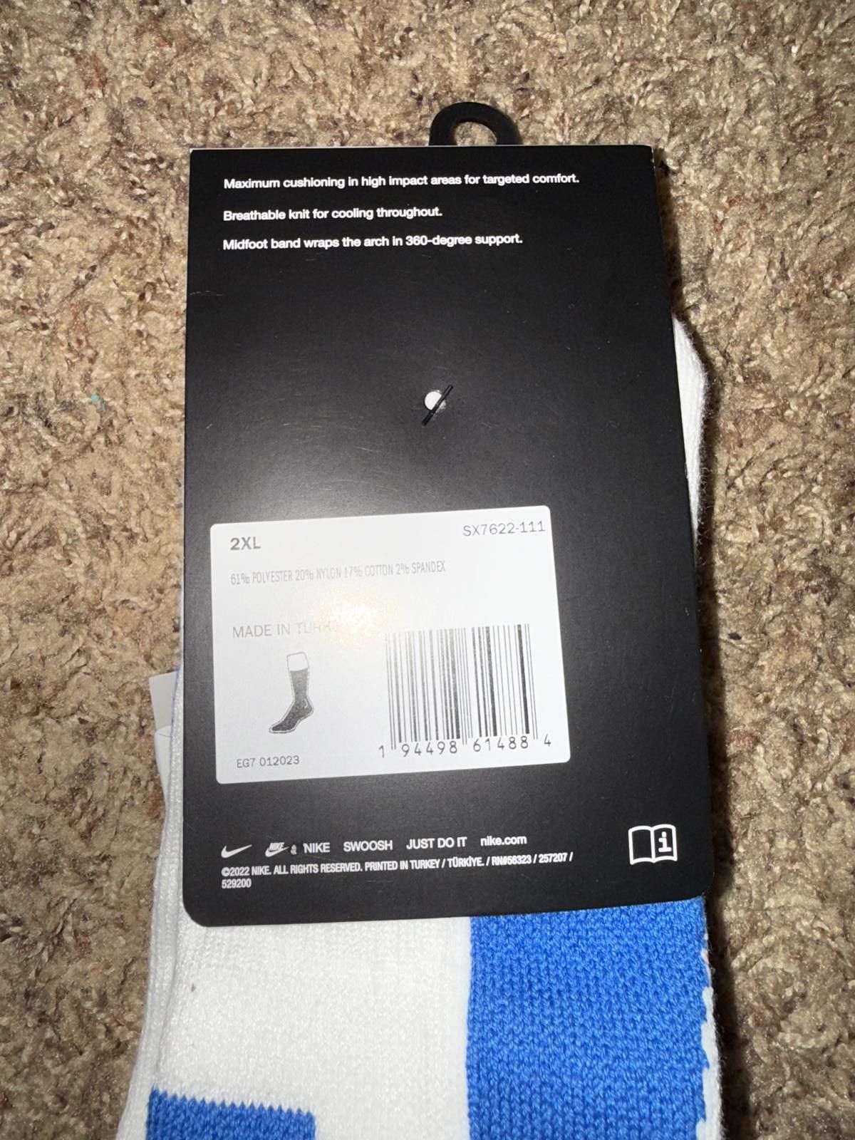 Nike Nike Elite Crew Basketball SX7622 Single Pair Sample Size ONE SIZE - 7 Thumbnail