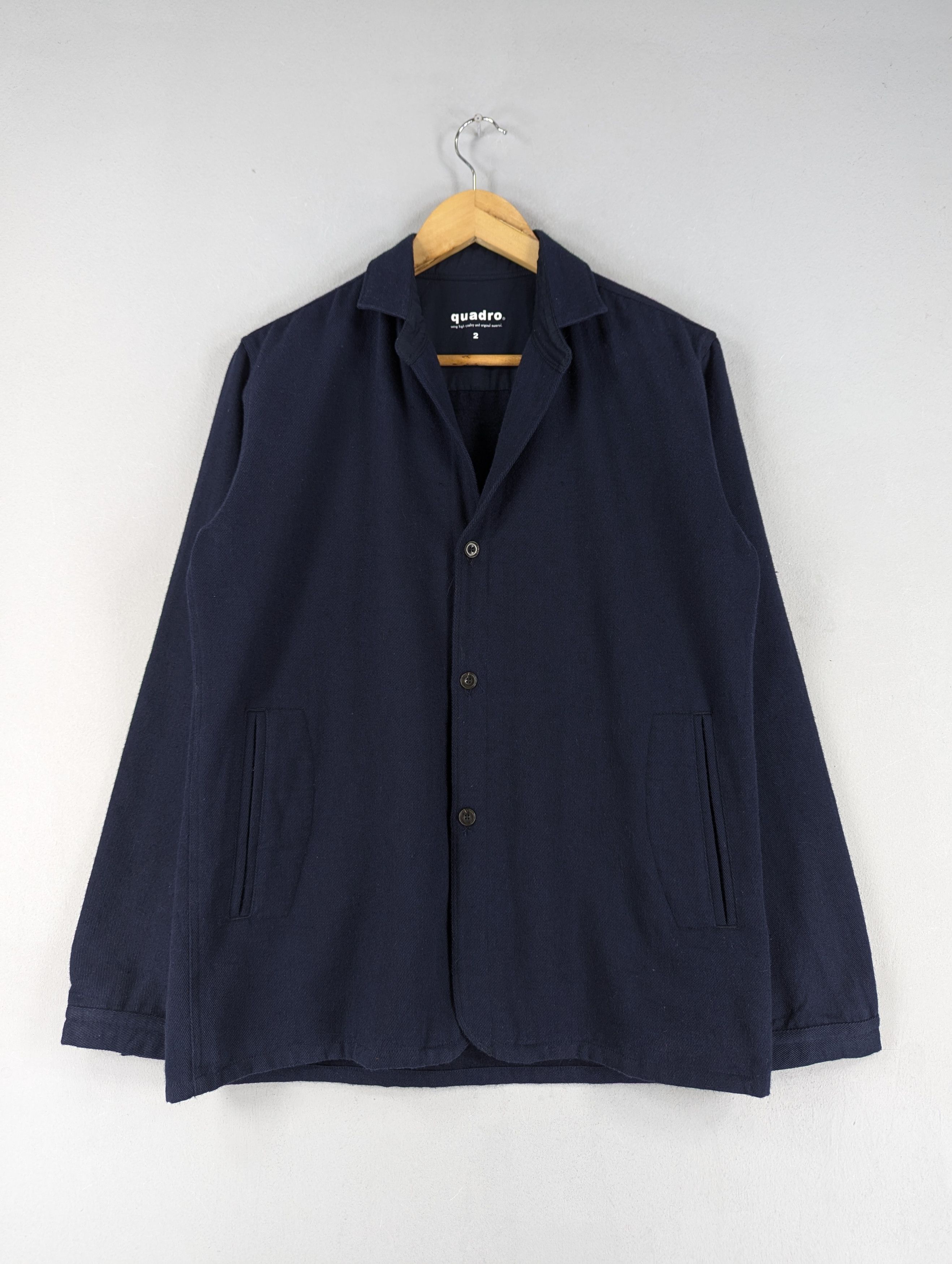 Japanese Brand Navy Blue Quadro Japan Button Ups Jacket Size 2 Size US M / EU 48-50 / 2 - 1 Thumbnail