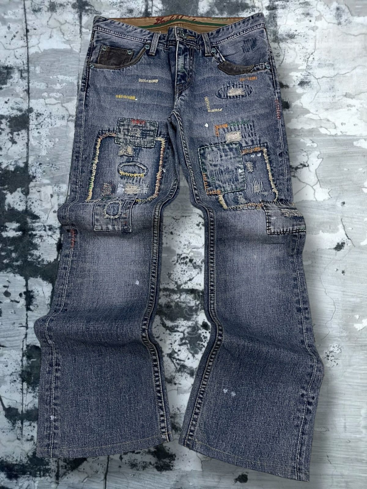 Tornado Mart Vintate Og 1990s Japan Designer Back Number Boro Distressed Size US 30 / EU 46 - 1 Thumbnail