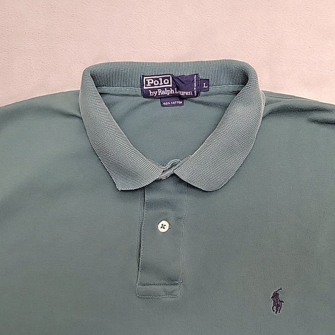 Ralph Lauren VINTAGE Polo Ralph Lauren Shirt Mens L Green Solid 100% Cotton Preppy Casual Size US L / EU 52-54 / 3 - 2 Thumbnail