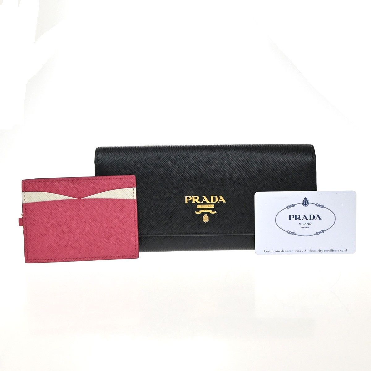 Prada Prada Flap Wallet with Card Holder Saffiano Leather Size ONE SIZE - 1 Thumbnail