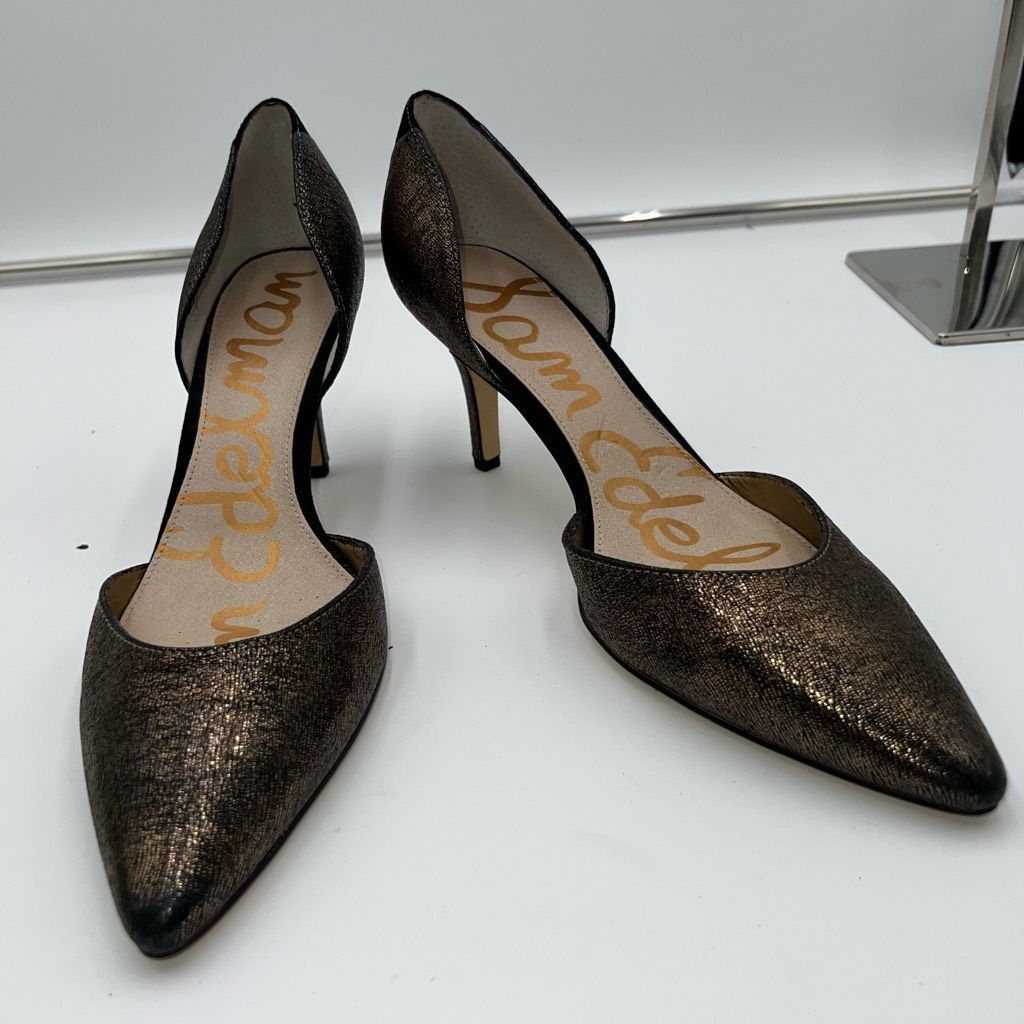 Sam Edelman Sam Edelman Opal Pumps Pointed Toe Heels Metallic Gold Leather Size US 9.5 / IT 39.5 - 1 Thumbnail