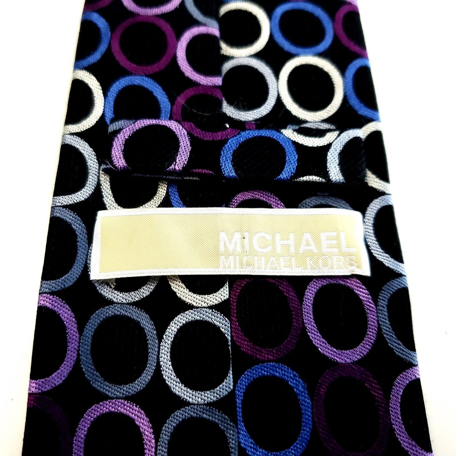 Michael Kors Michael Kors Black Purple Gray Polka Dot Geometric Woven Lon Size ONE SIZE - 4 Thumbnail