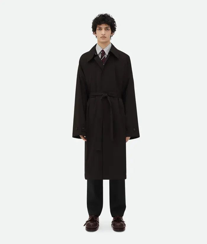 Bottega Veneta o1s1rm03266 Cotton Silk Parka With Check Lining in Off Black Size US S / EU 44-46 / 1 - 1 Thumbnail