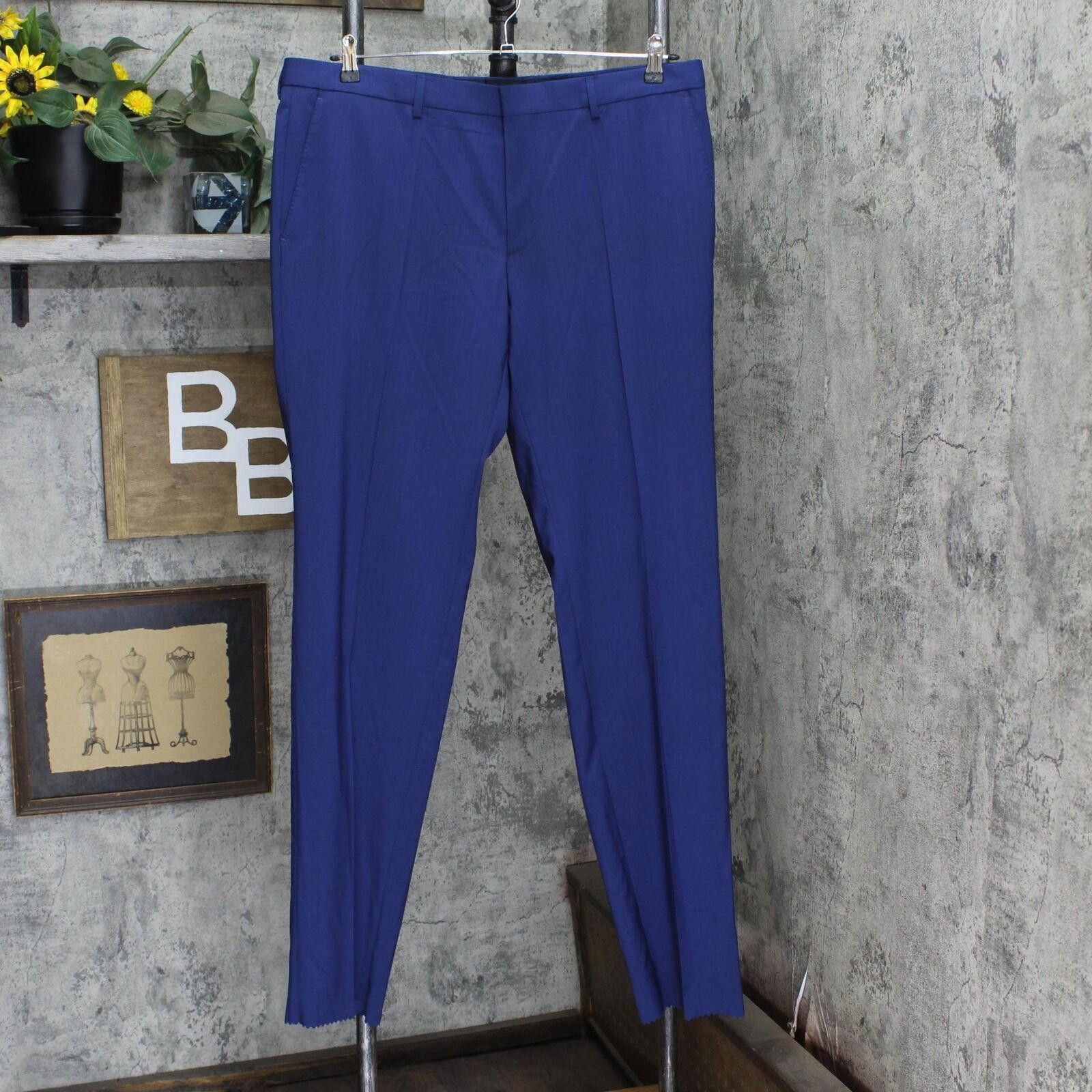 Hugo Boss NEW Boss Slim Fit Wool Suit Dress Unhemmed Pants Navy 38R Size US 32 / EU 48 - 1 Thumbnail