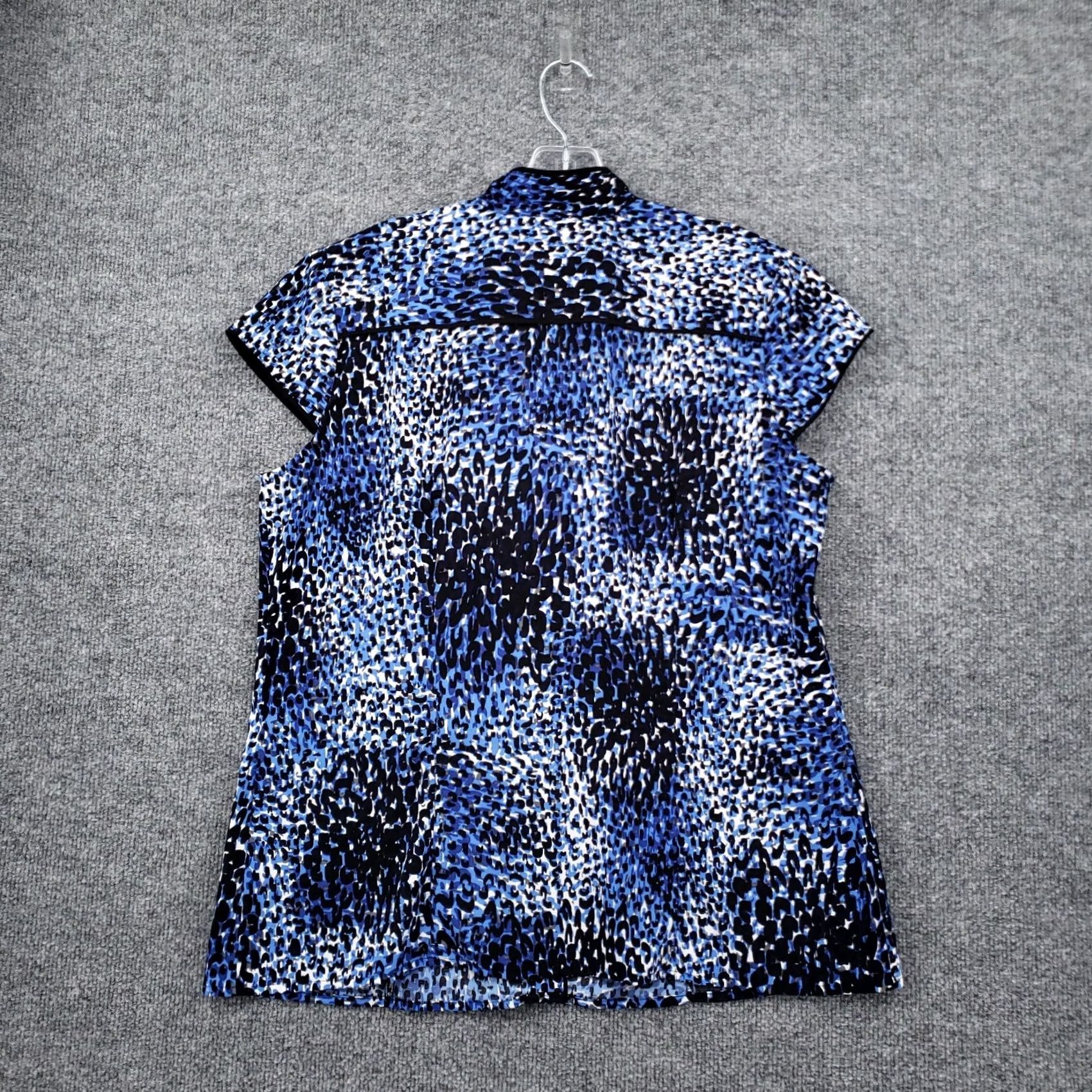 Vintage Nue Options Shirt Womens XL Blue Button Up Leopard Collared Sleeveless Polyester Size XL / US 12-14 / IT 48-50 - 3 Thumbnail
