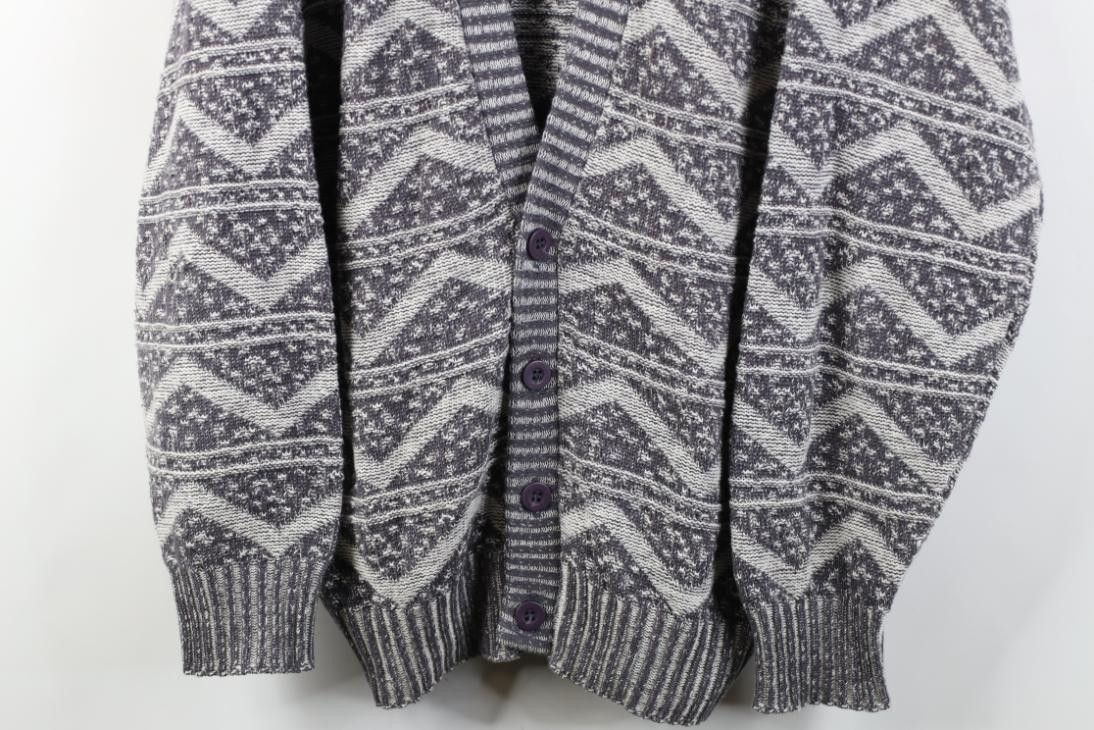 Vintage Vintage 90s Streetwear Zig Zag Knit Cardigan Sweater USA Size US L / EU 52-54 / 3 - 3 Thumbnail