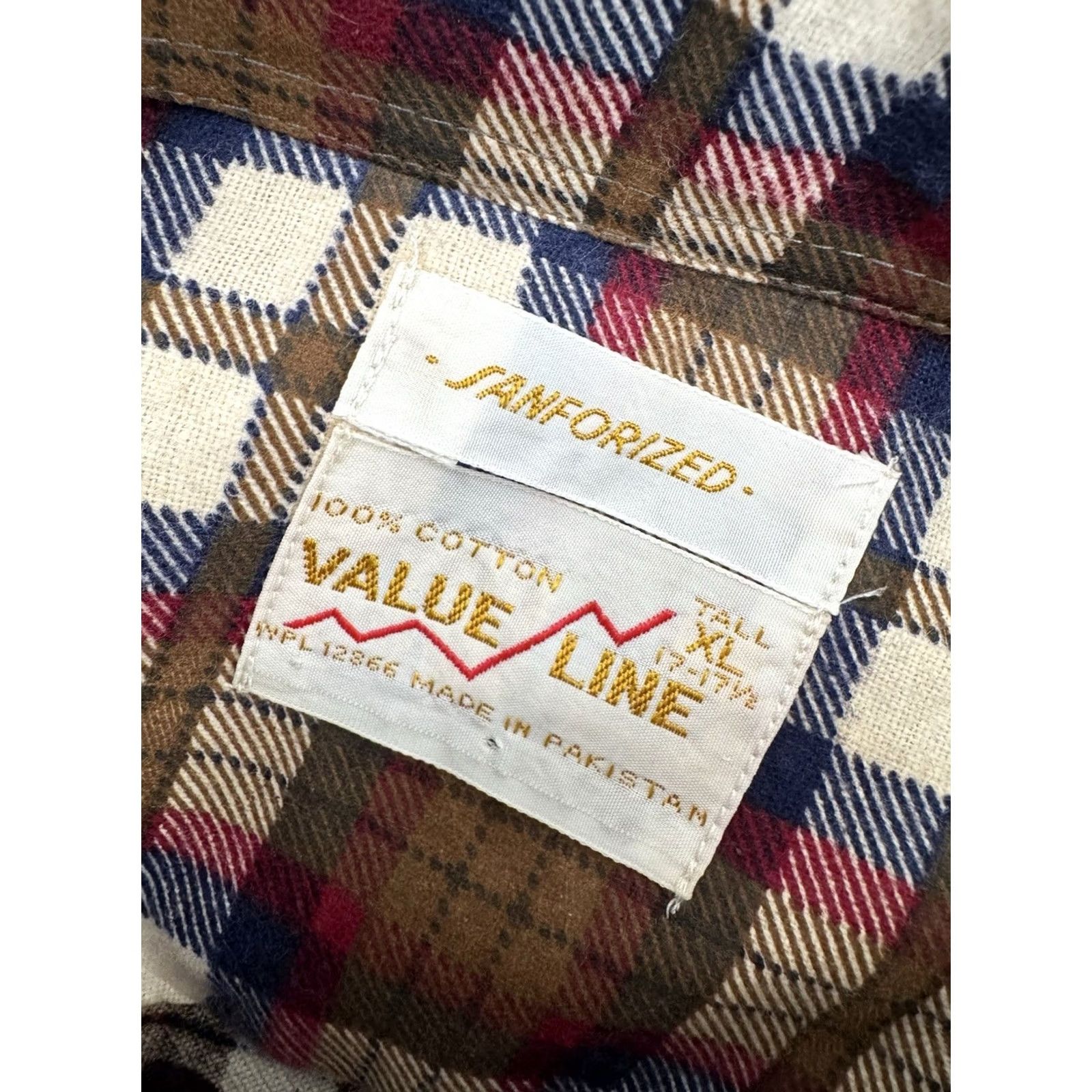 Vintage VINTAGE 1960s Value Line Plaid Shirt XL TALL Sanforized Long Sleeve Size US XL / EU 56 / 4 - 5 Thumbnail